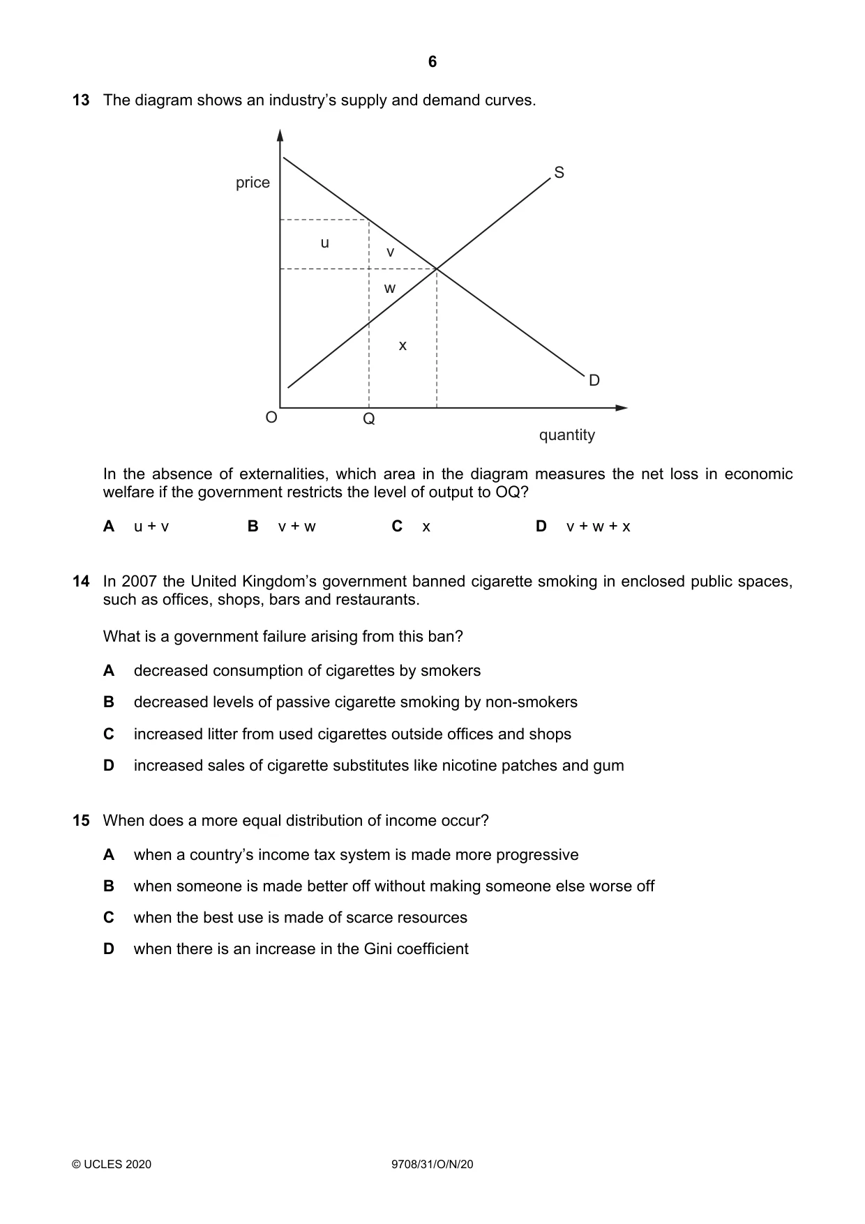 Cambridge A Level Economics 9708 2020 Oct/Nov Paper 3 · Variant 1 question paper, page 6 of 12