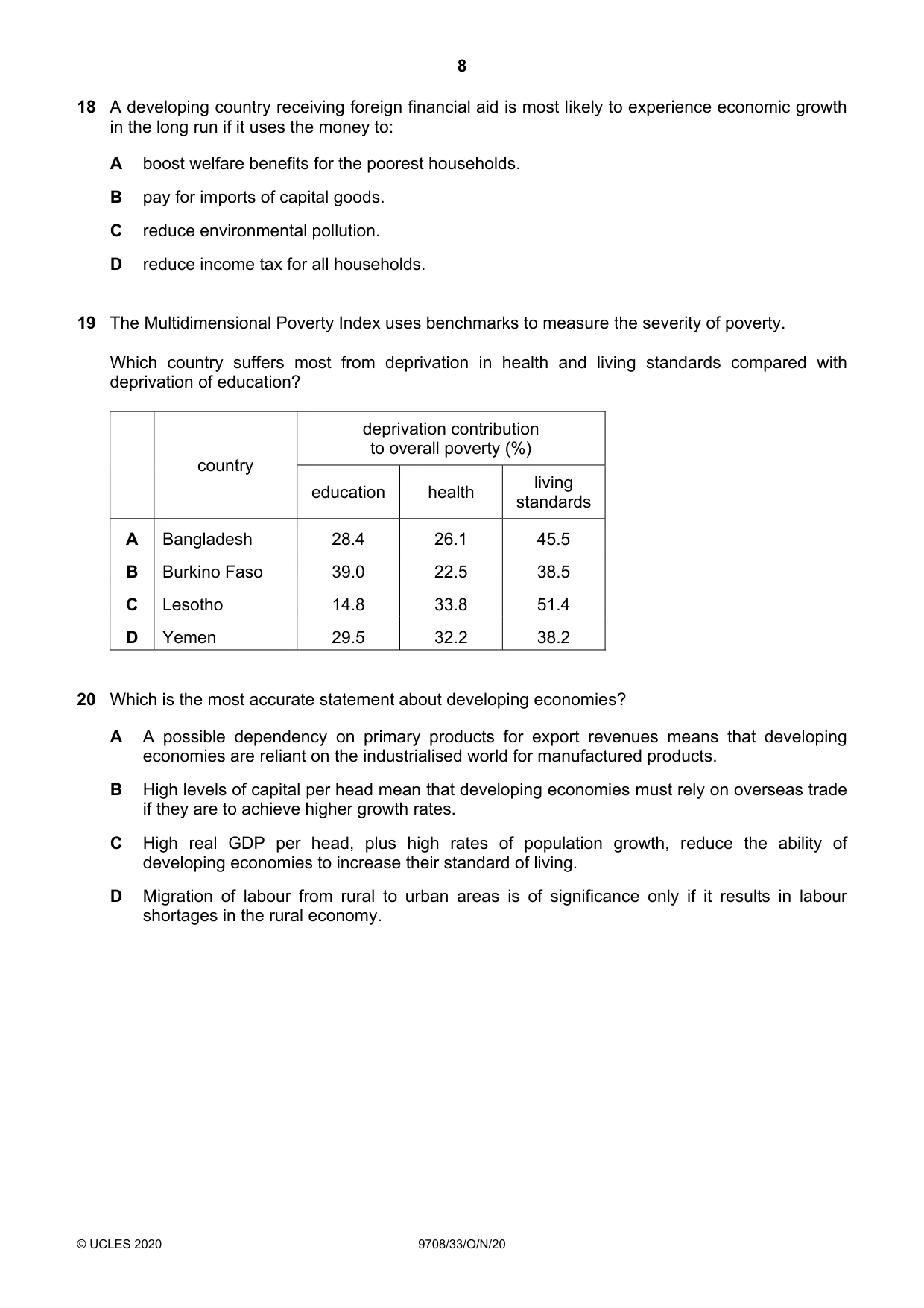 Cambridge A Level Economics 9708 2020 Oct/Nov Paper 3 · Variant 3 question paper, page 8 of 12