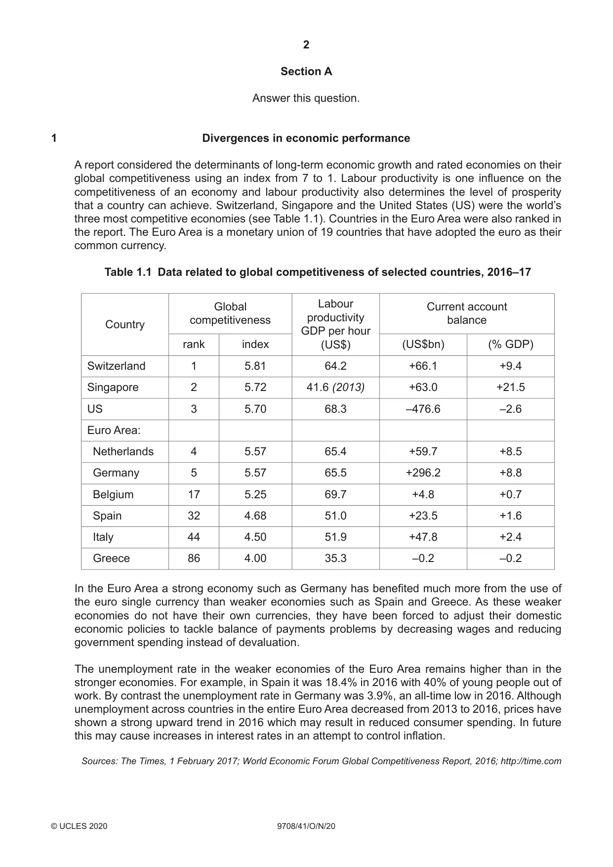 Cambridge A Level Economics 9708 2020 Oct/Nov Paper 4 · Variant 1 question paper, page 2 of 4