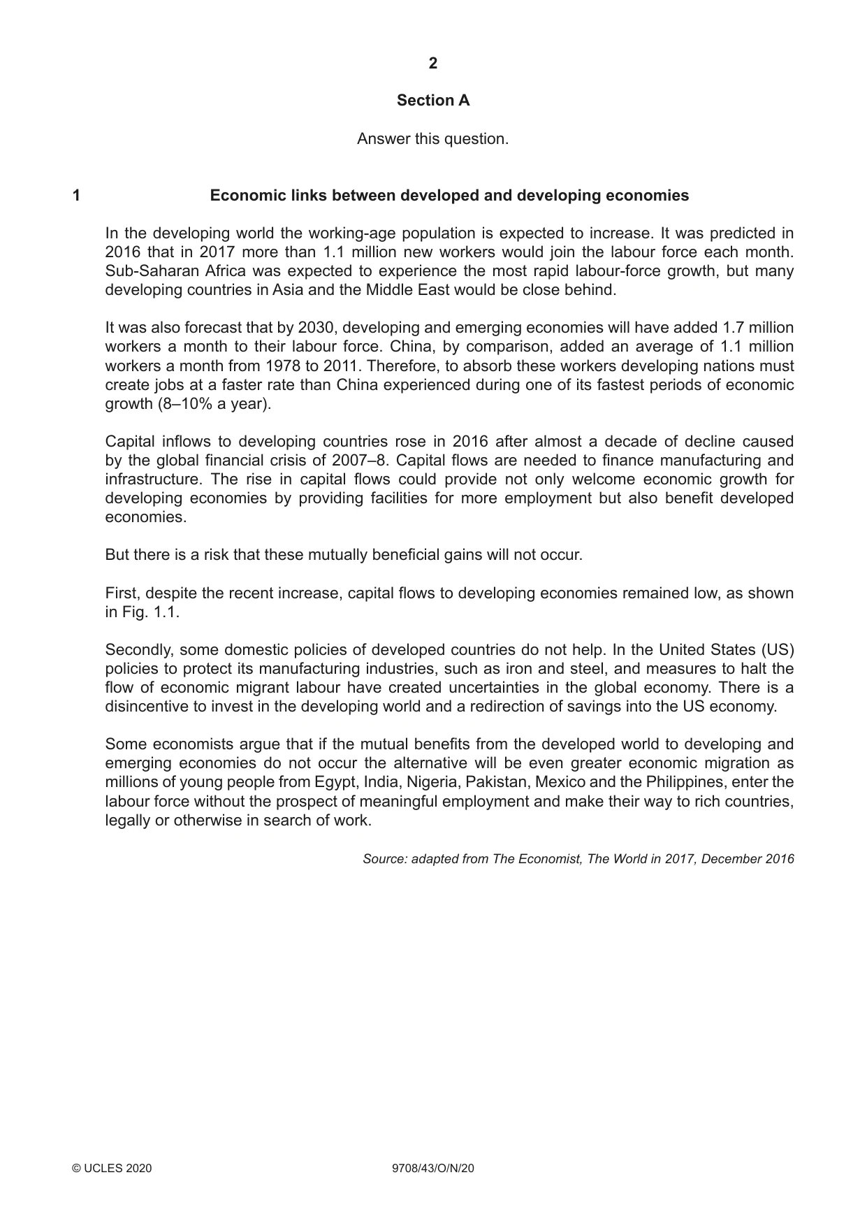 Cambridge A Level Economics 9708 2020 Oct/Nov Paper 4 · Variant 3 question paper, page 2 of 4