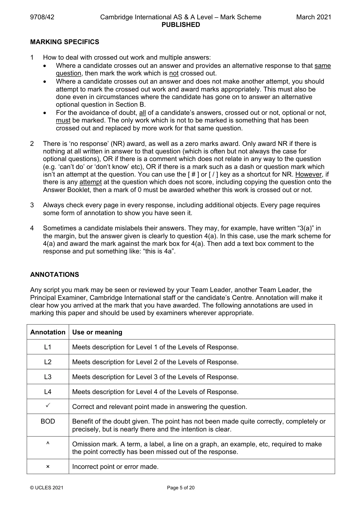 Mark scheme, page 5 of 20