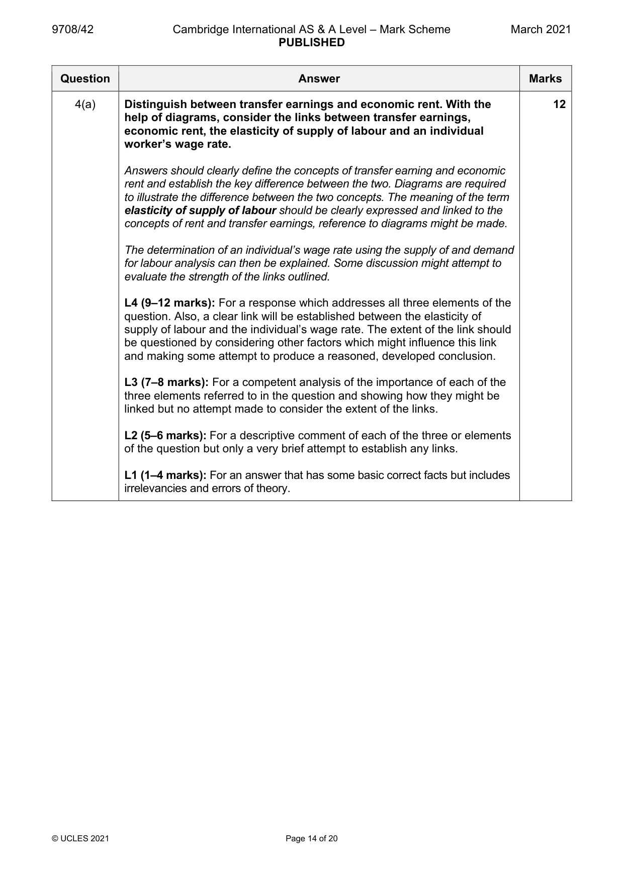 Mark scheme, page 14 of 20