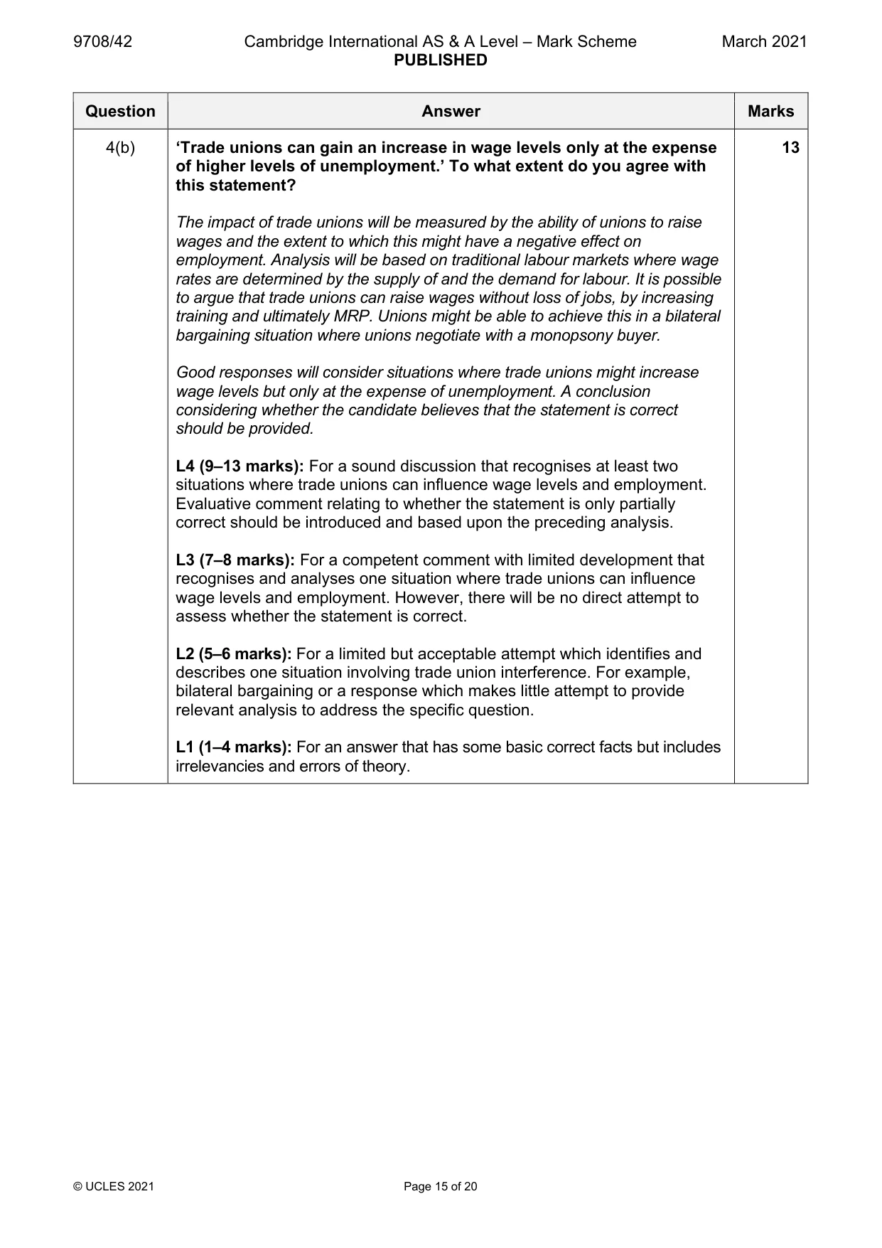 Mark scheme, page 15 of 20