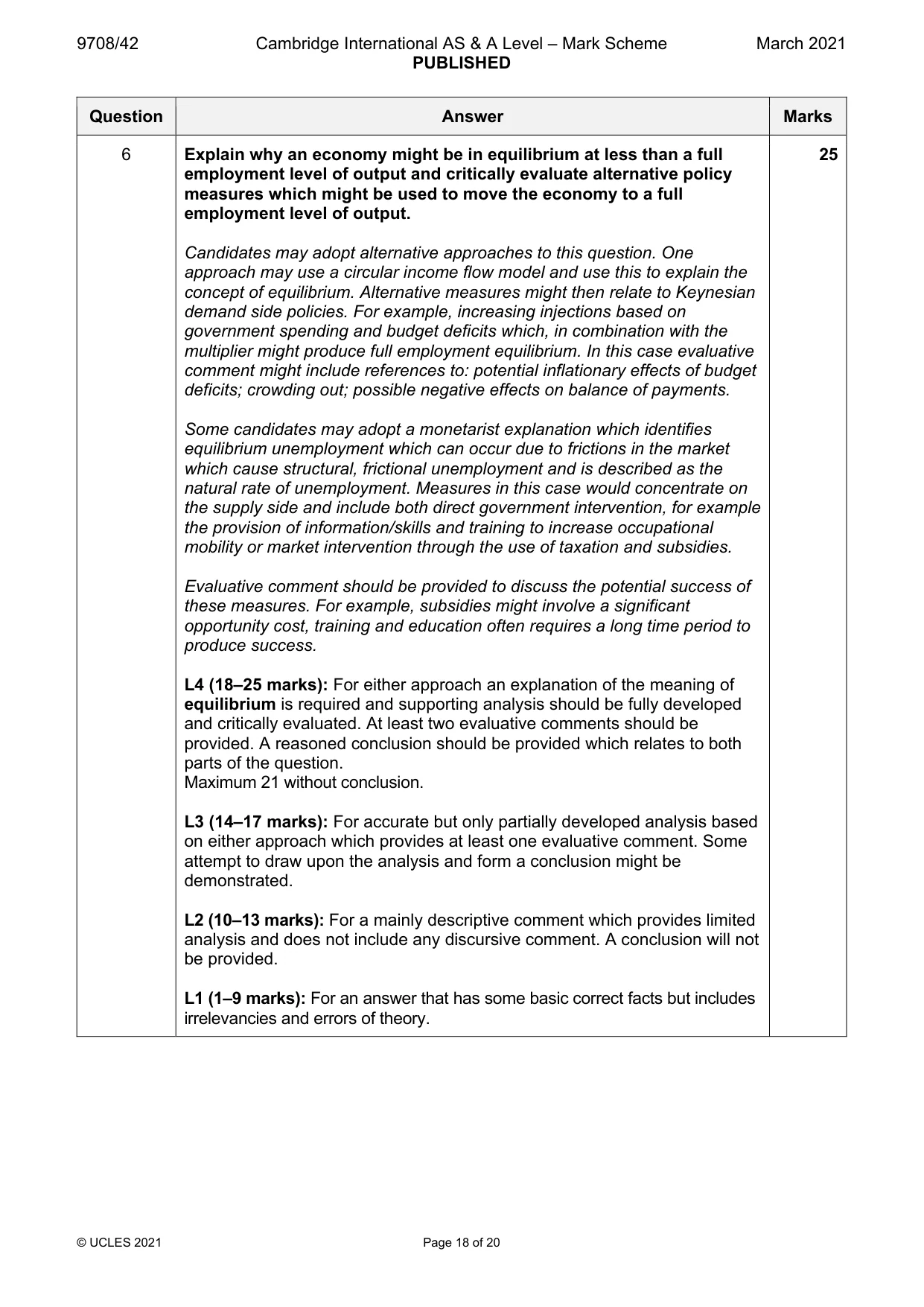 Mark scheme, page 18 of 20