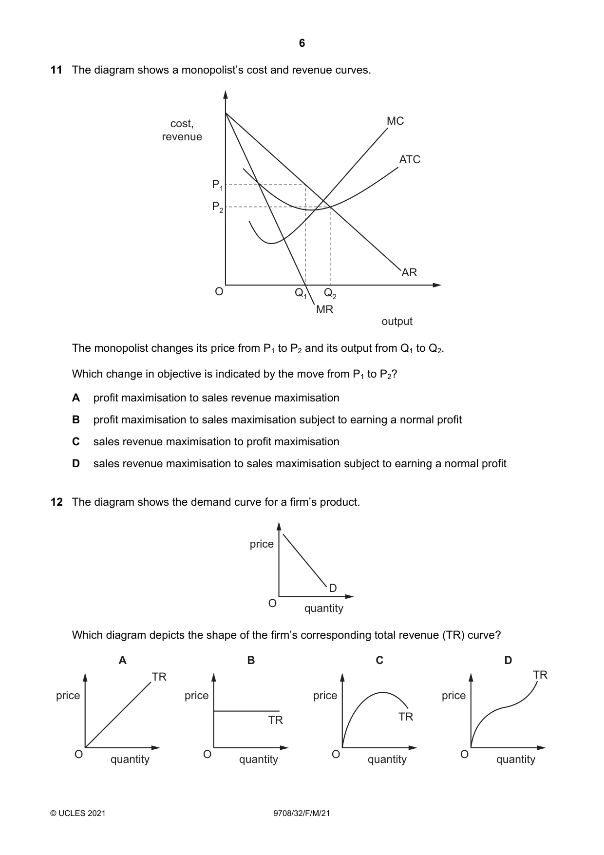 Cambridge A Level Economics 9708 2021 Feb/March Paper 3 · Variant 2 question paper, page 6 of 12