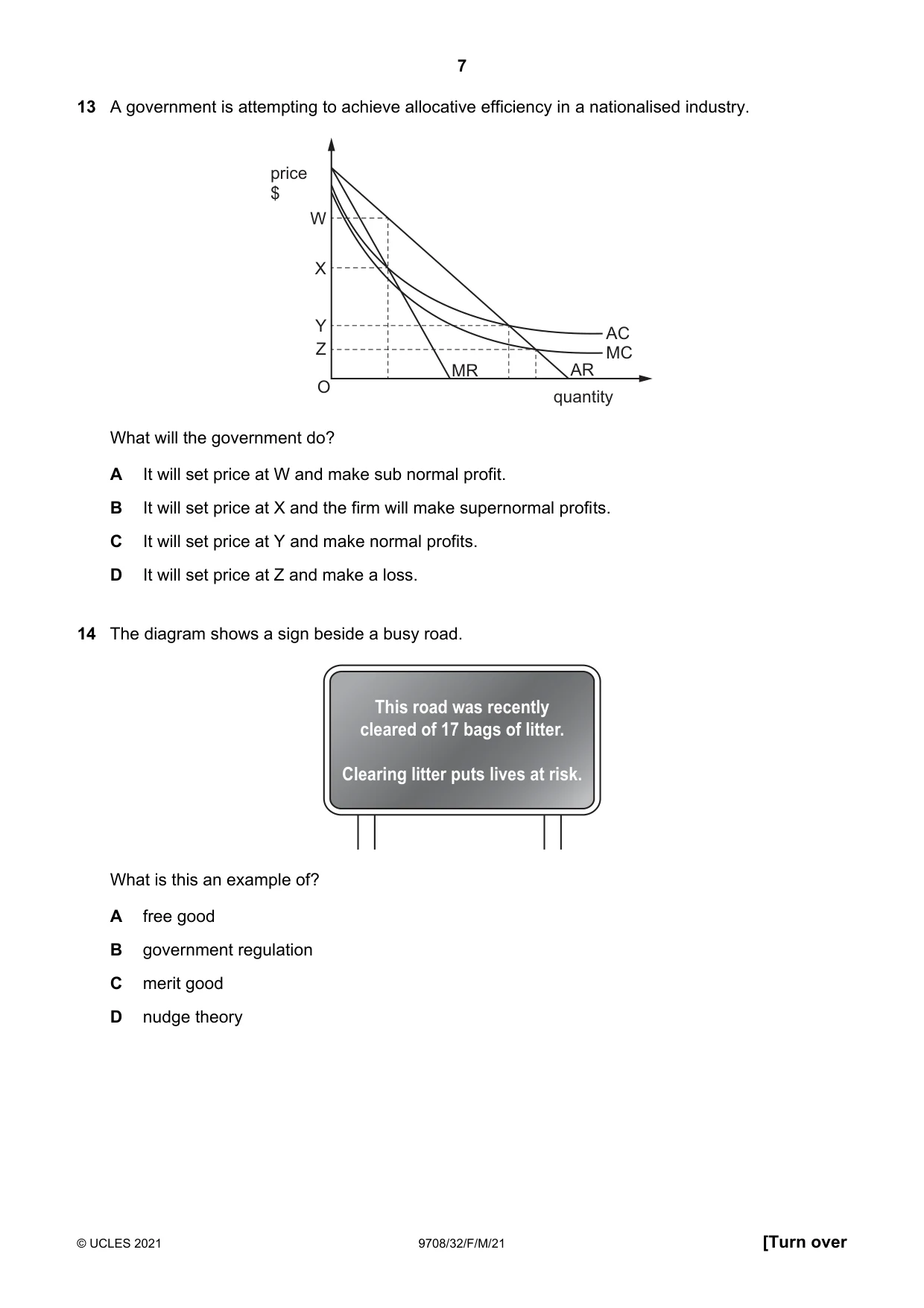 Cambridge A Level Economics 9708 2021 Feb/March Paper 3 · Variant 2 question paper, page 7 of 12