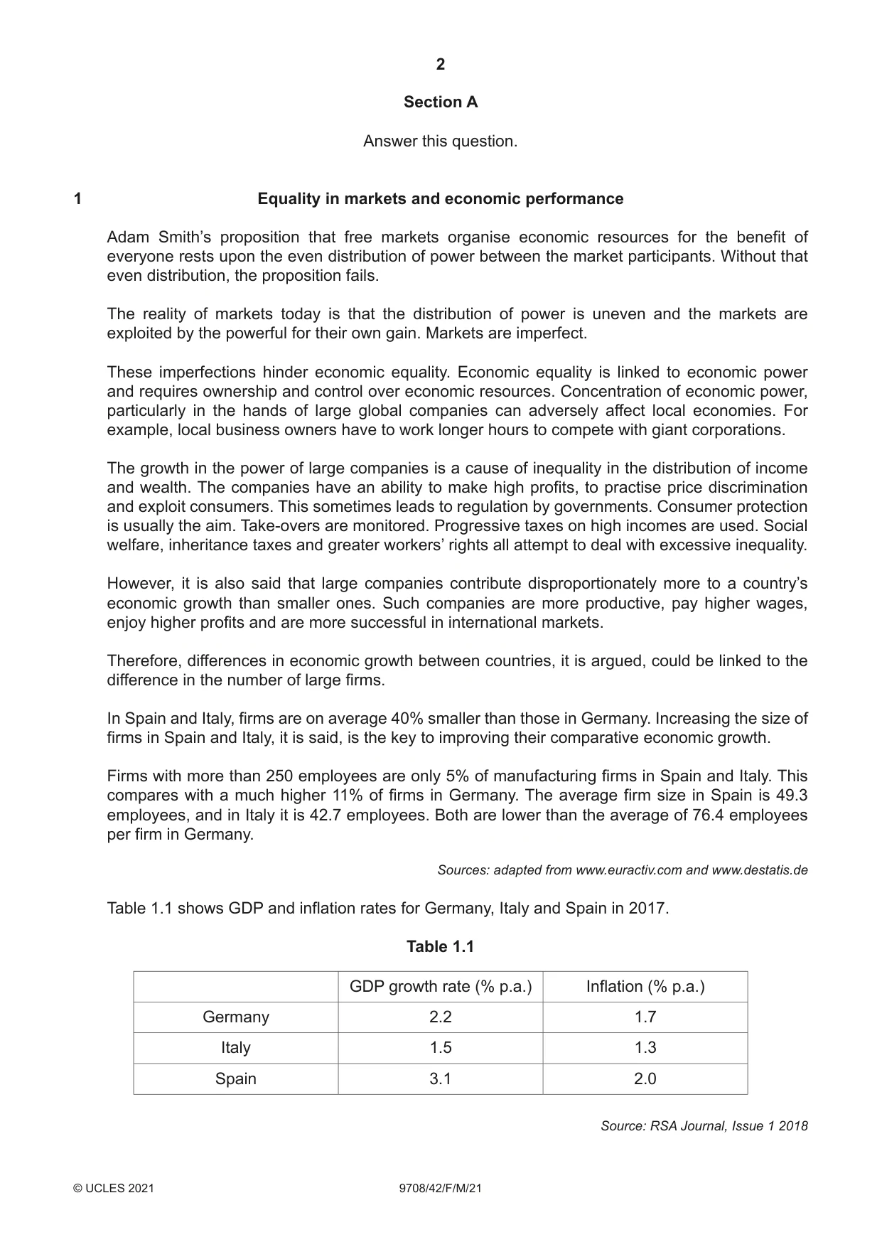 Cambridge A Level Economics 9708 2021 Feb/March Paper 4 · Variant 2 question paper, page 2 of 4