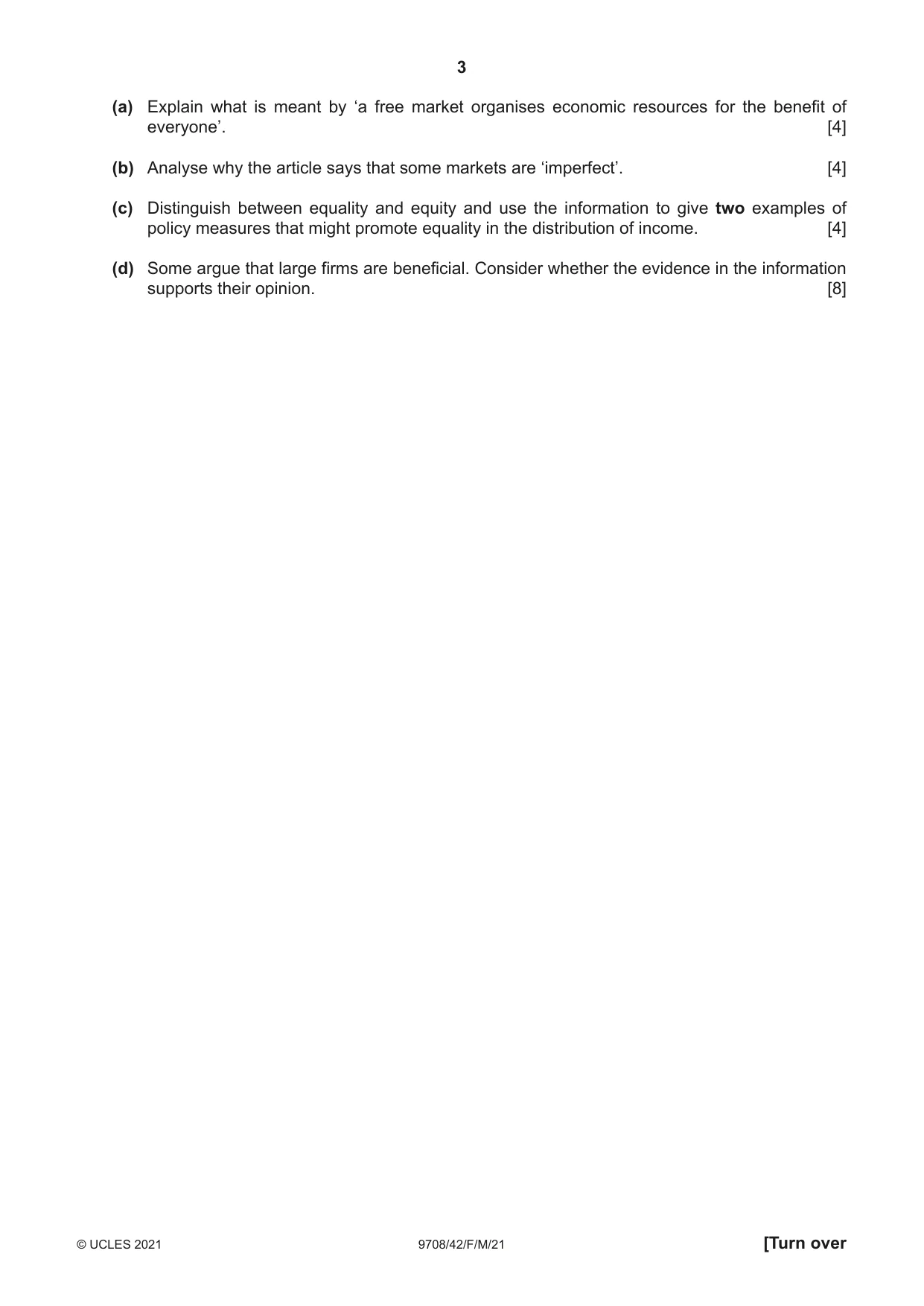 Cambridge A Level Economics 9708 2021 Feb/March Paper 4 · Variant 2 question paper, page 3 of 4