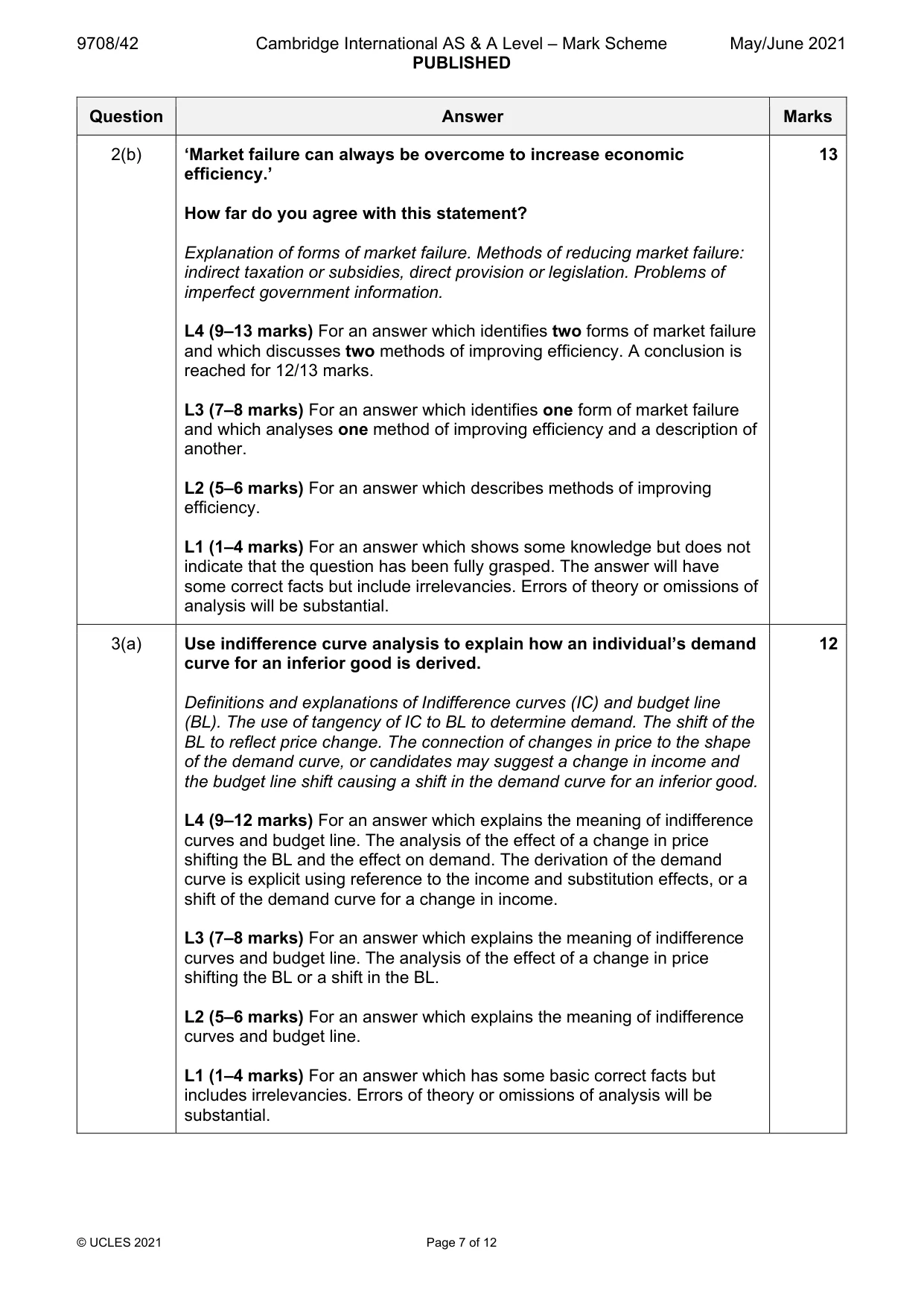 Mark scheme, page 7 of 12