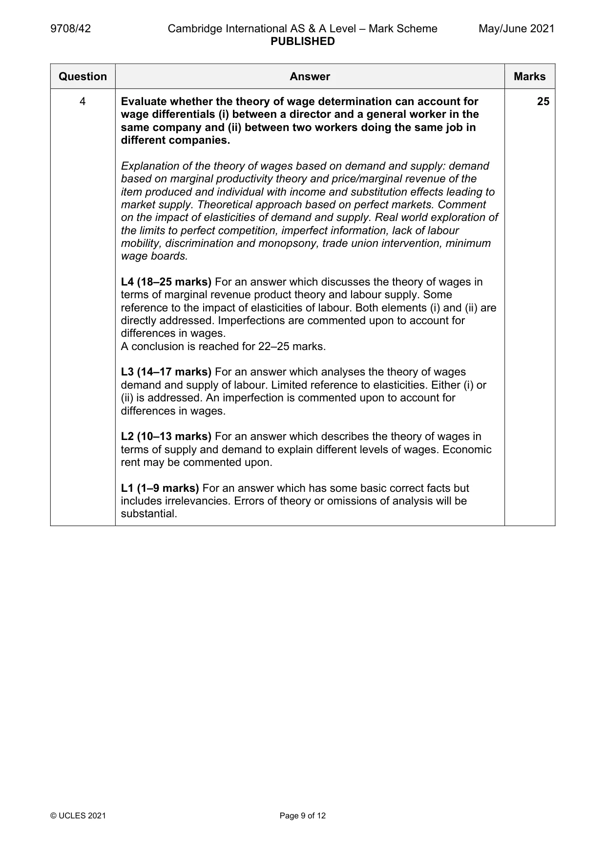 Mark scheme, page 9 of 12