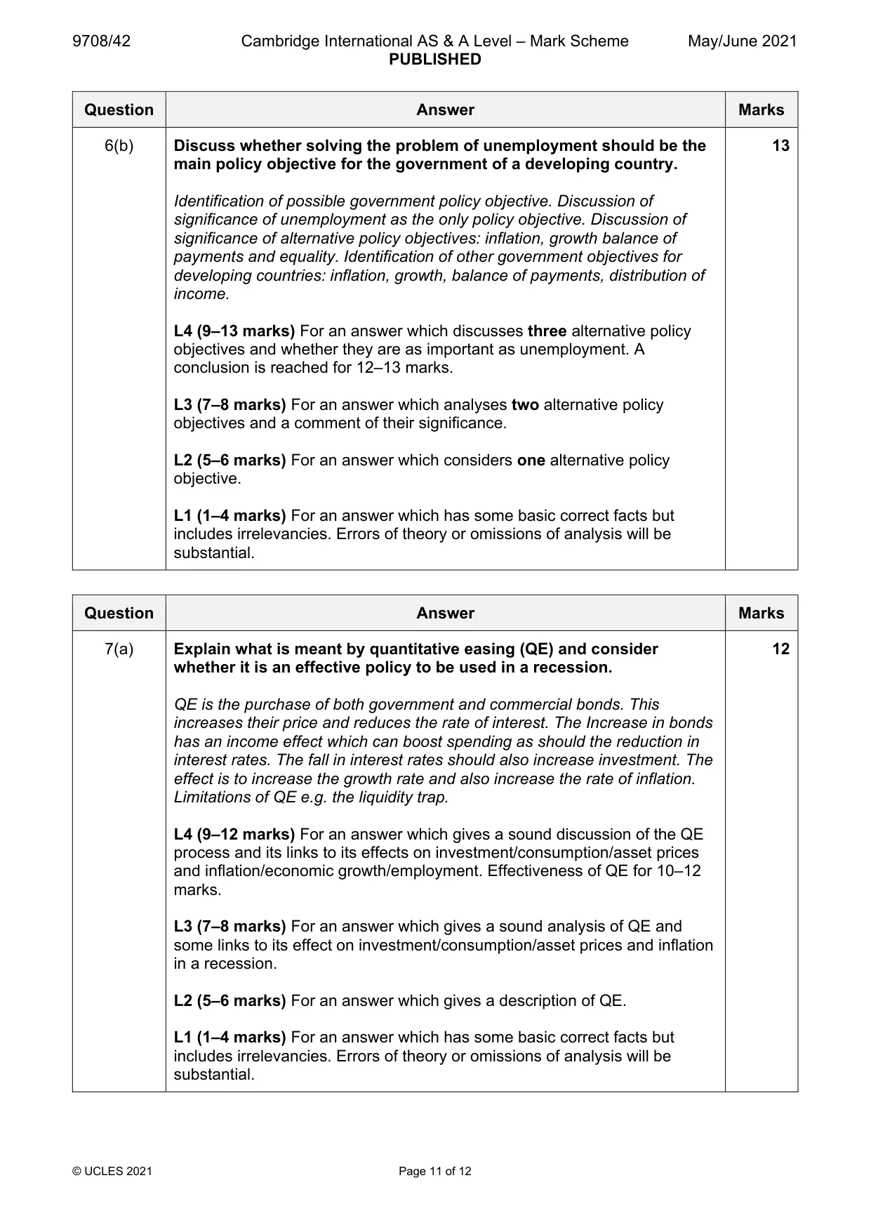 Mark scheme, page 11 of 12
