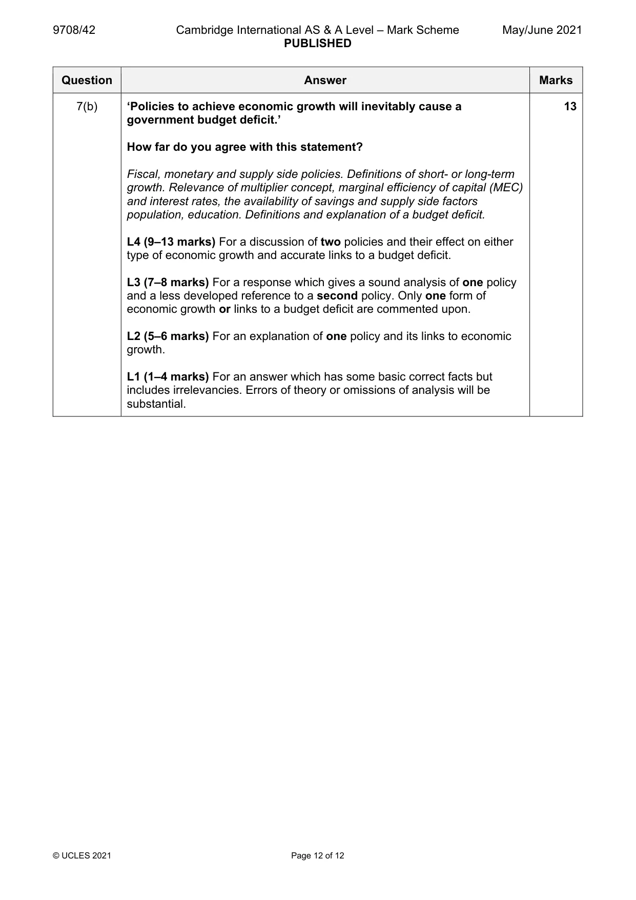 Mark scheme, page 12 of 12