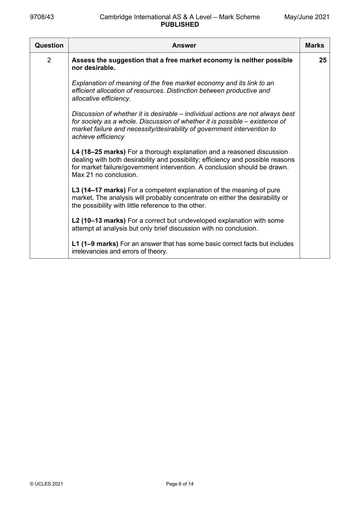 Mark scheme, page 6 of 14