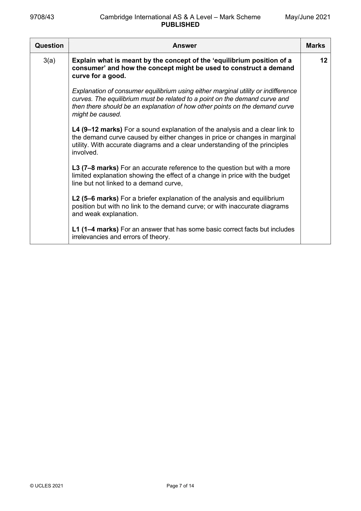 Mark scheme, page 7 of 14