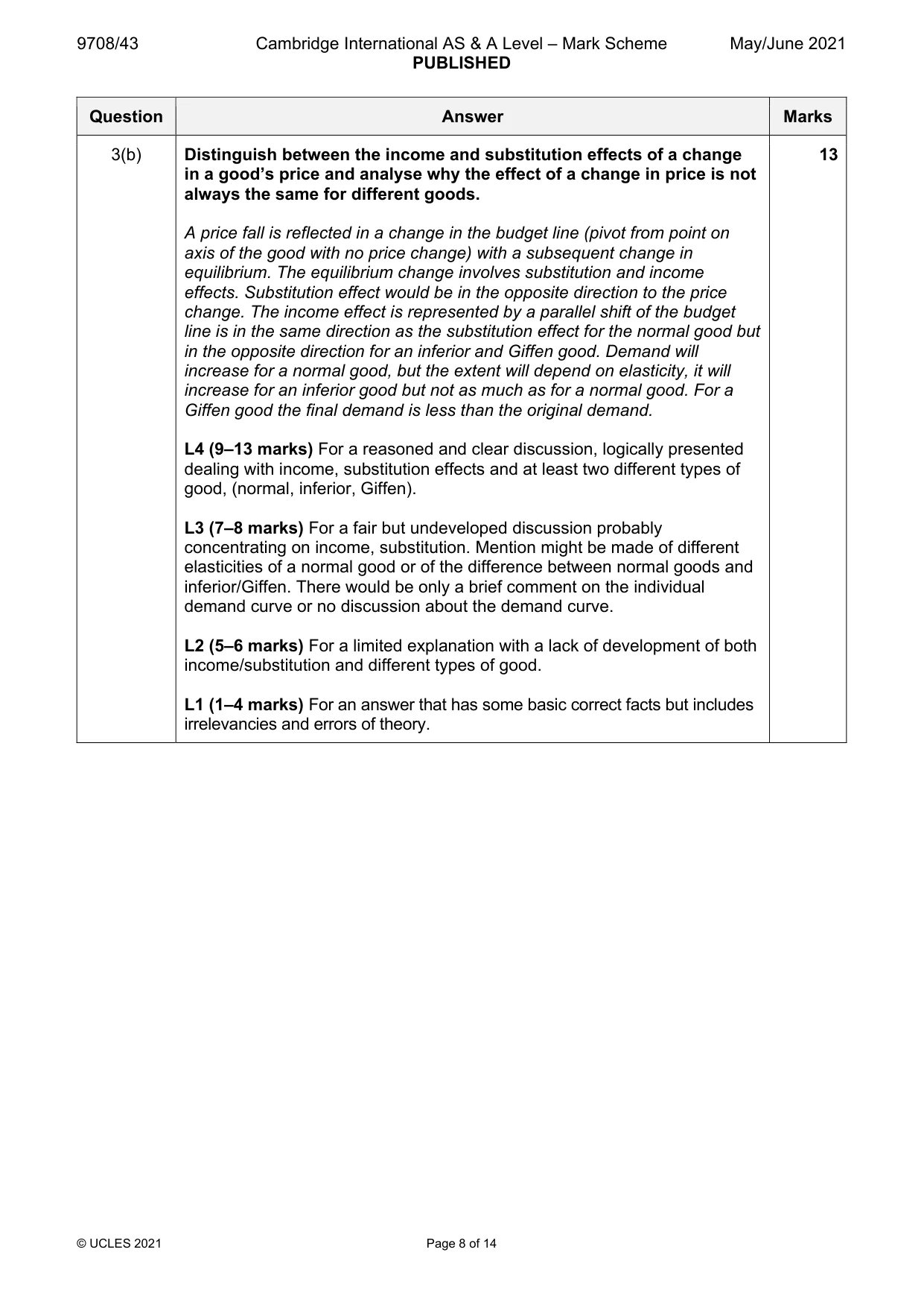 Mark scheme, page 8 of 14