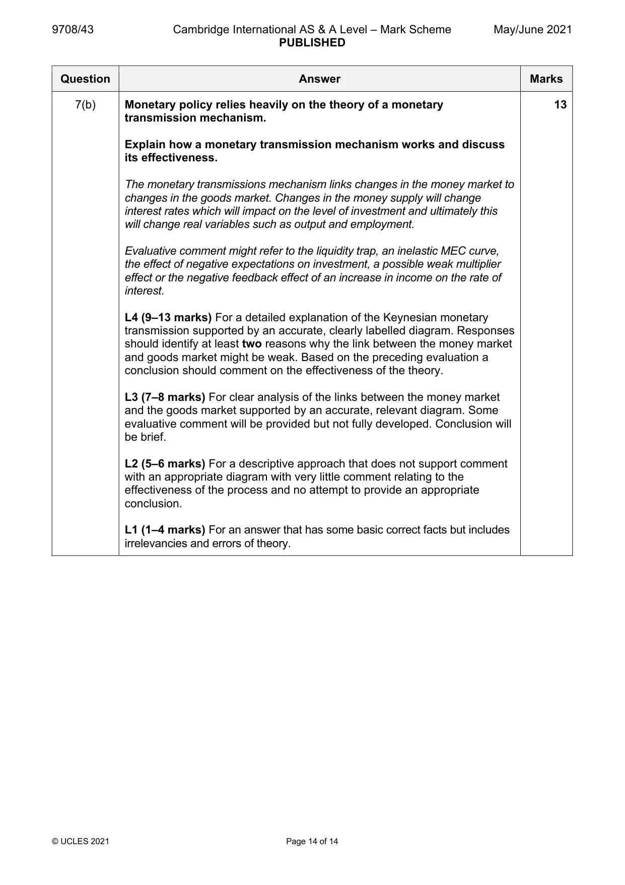 Mark scheme, page 14 of 14