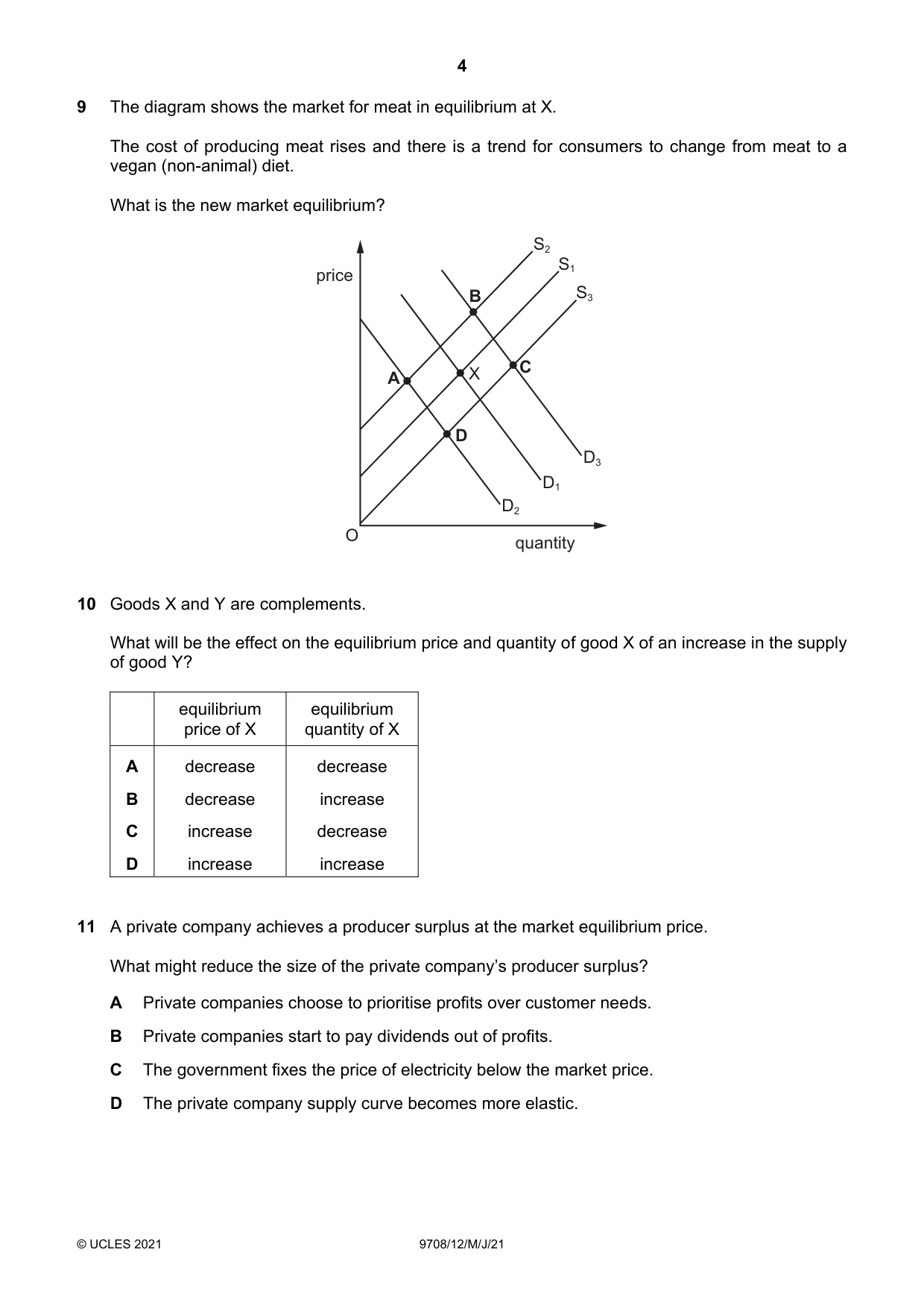 Cambridge A Level Economics 9708 2021 May/June Paper 1 · Variant 2 question paper, page 4 of 12