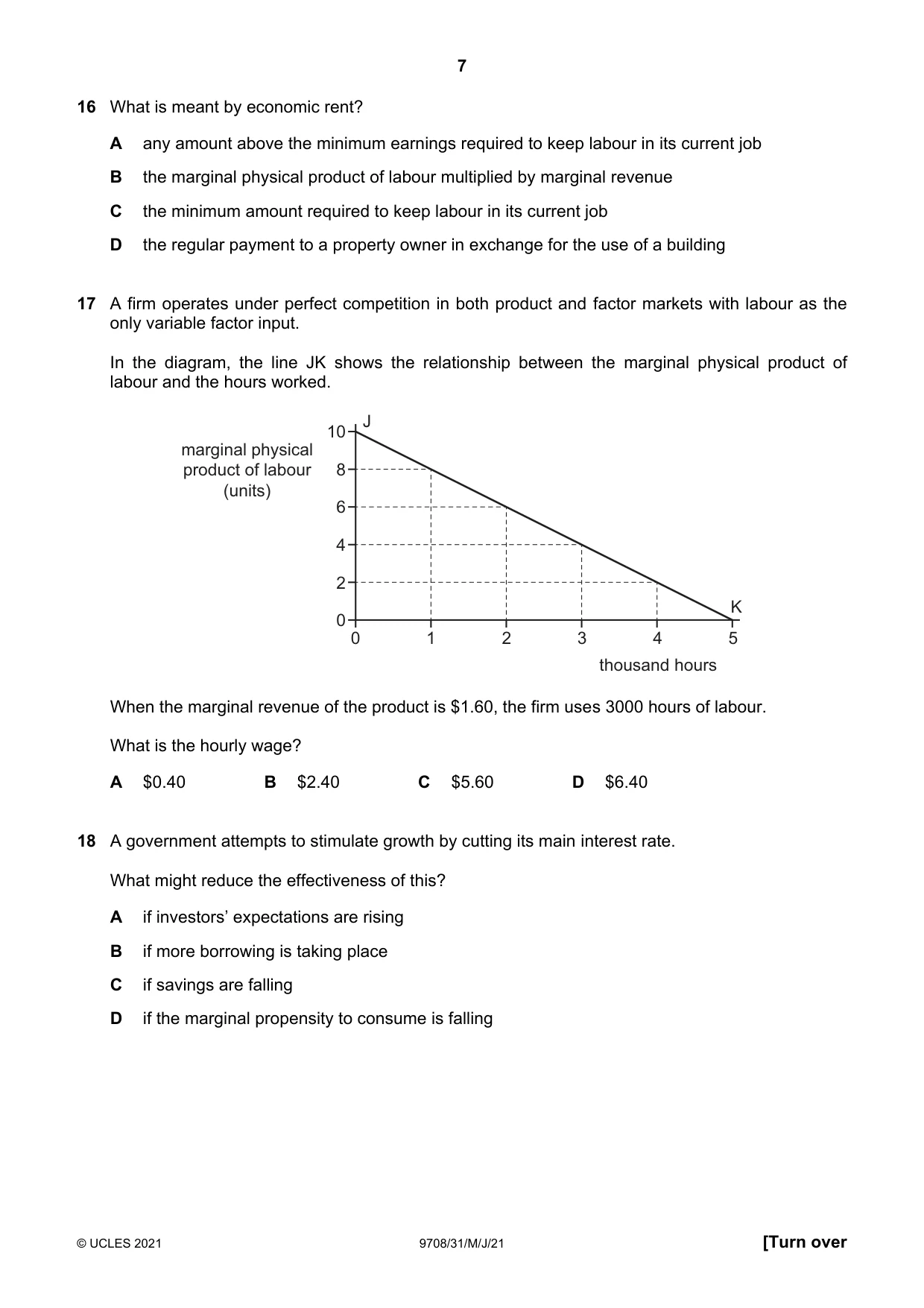 Cambridge A Level Economics 9708 2021 May/June Paper 3 · Variant 1 question paper, page 7 of 12
