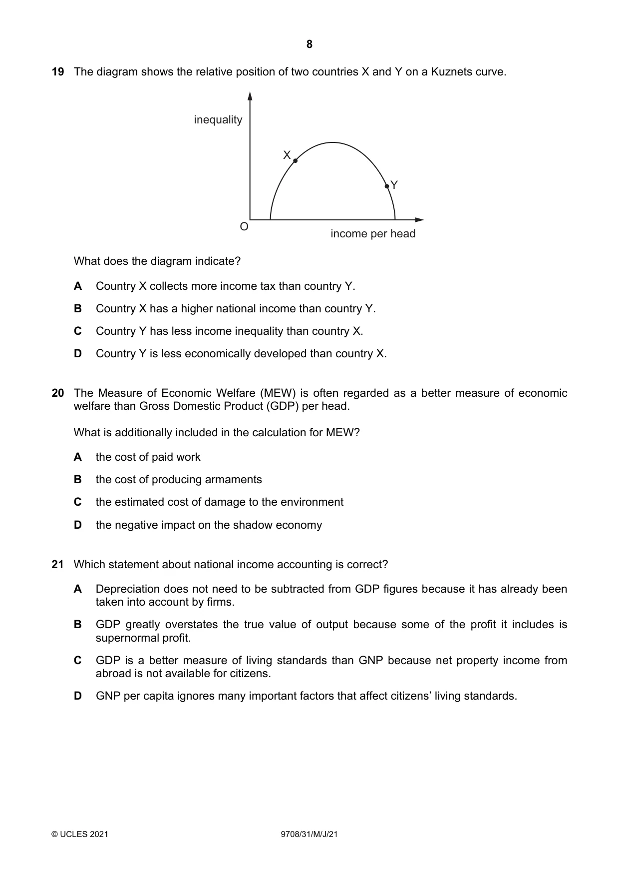 Cambridge A Level Economics 9708 2021 May/June Paper 3 · Variant 1 question paper, page 8 of 12