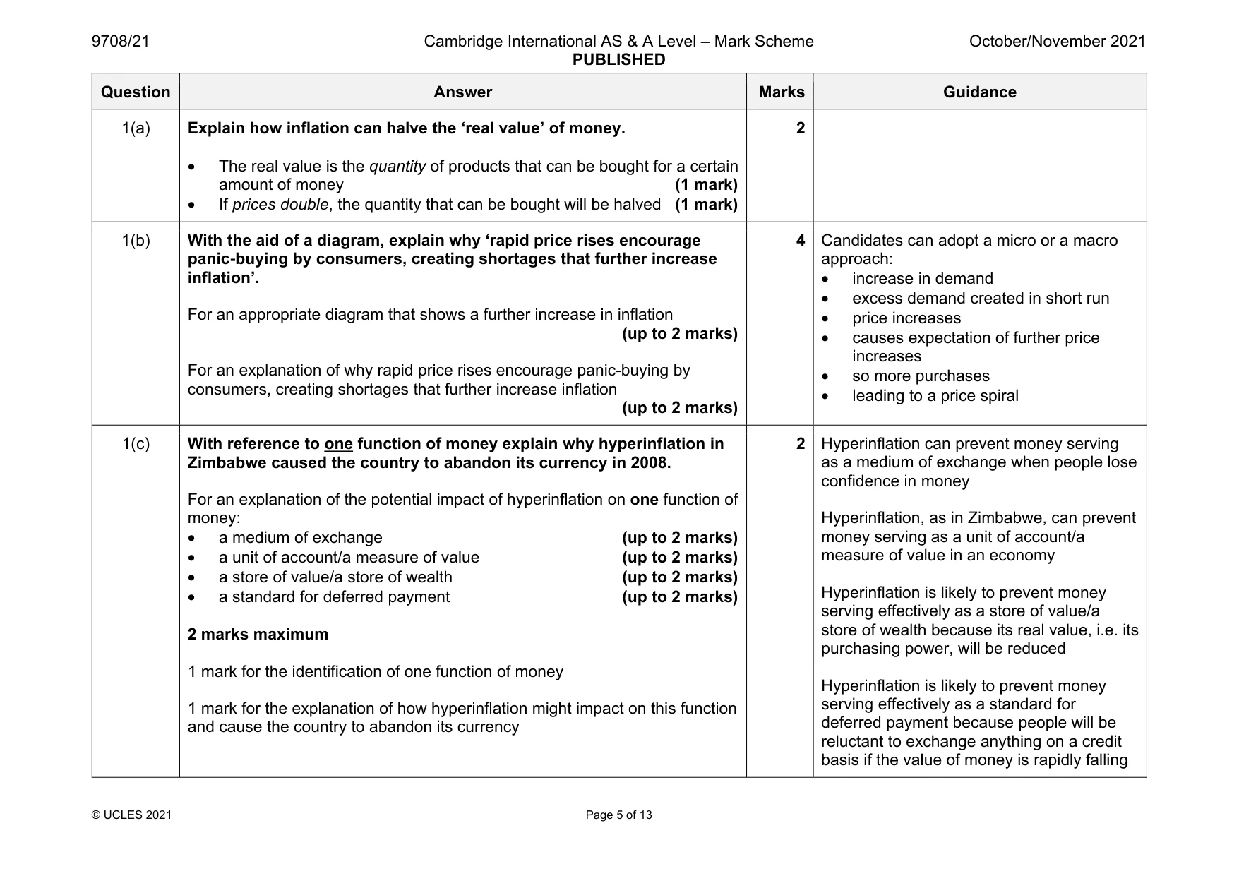 Mark scheme, page 5 of 13