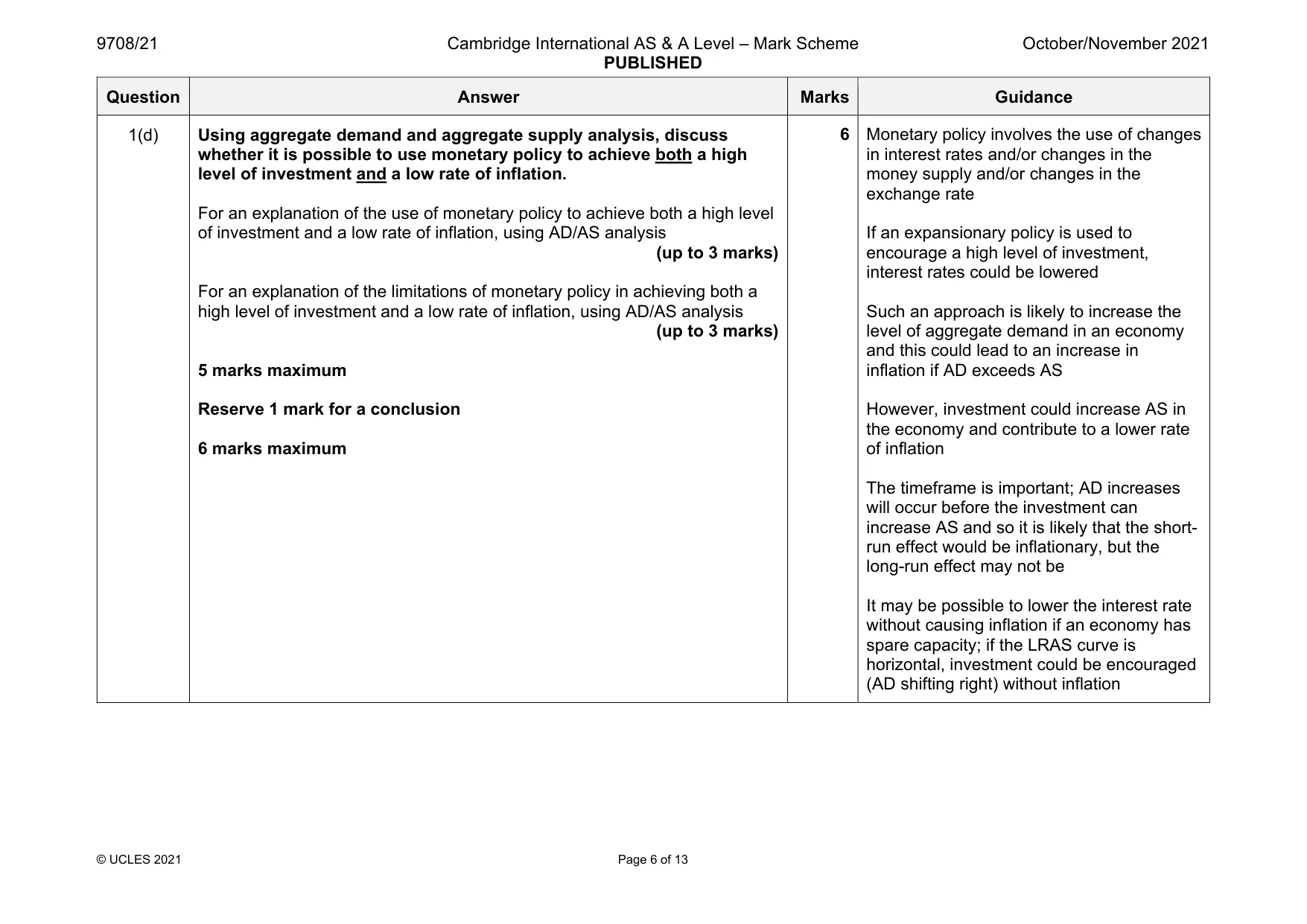 Mark scheme, page 6 of 13