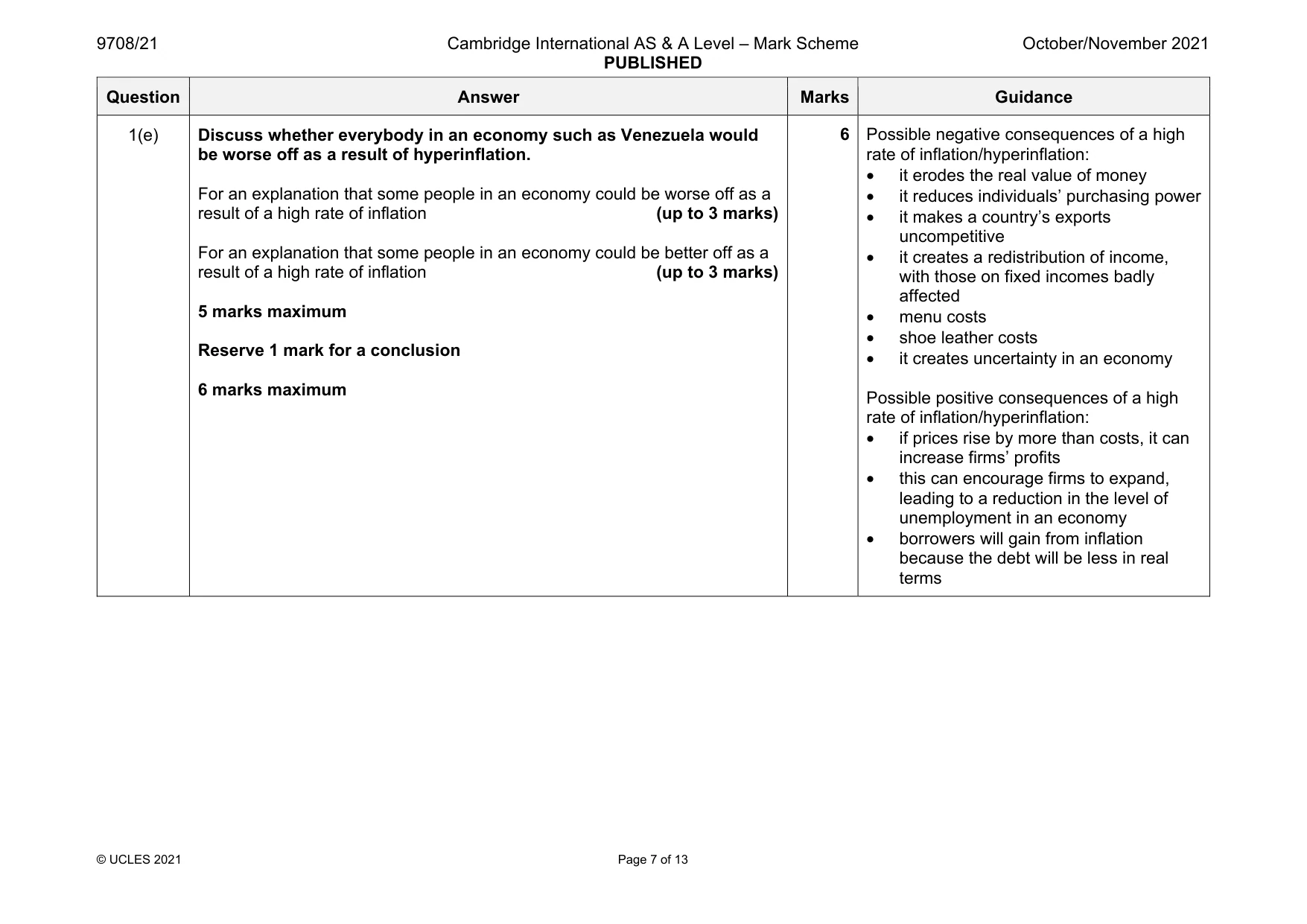 Mark scheme, page 7 of 13