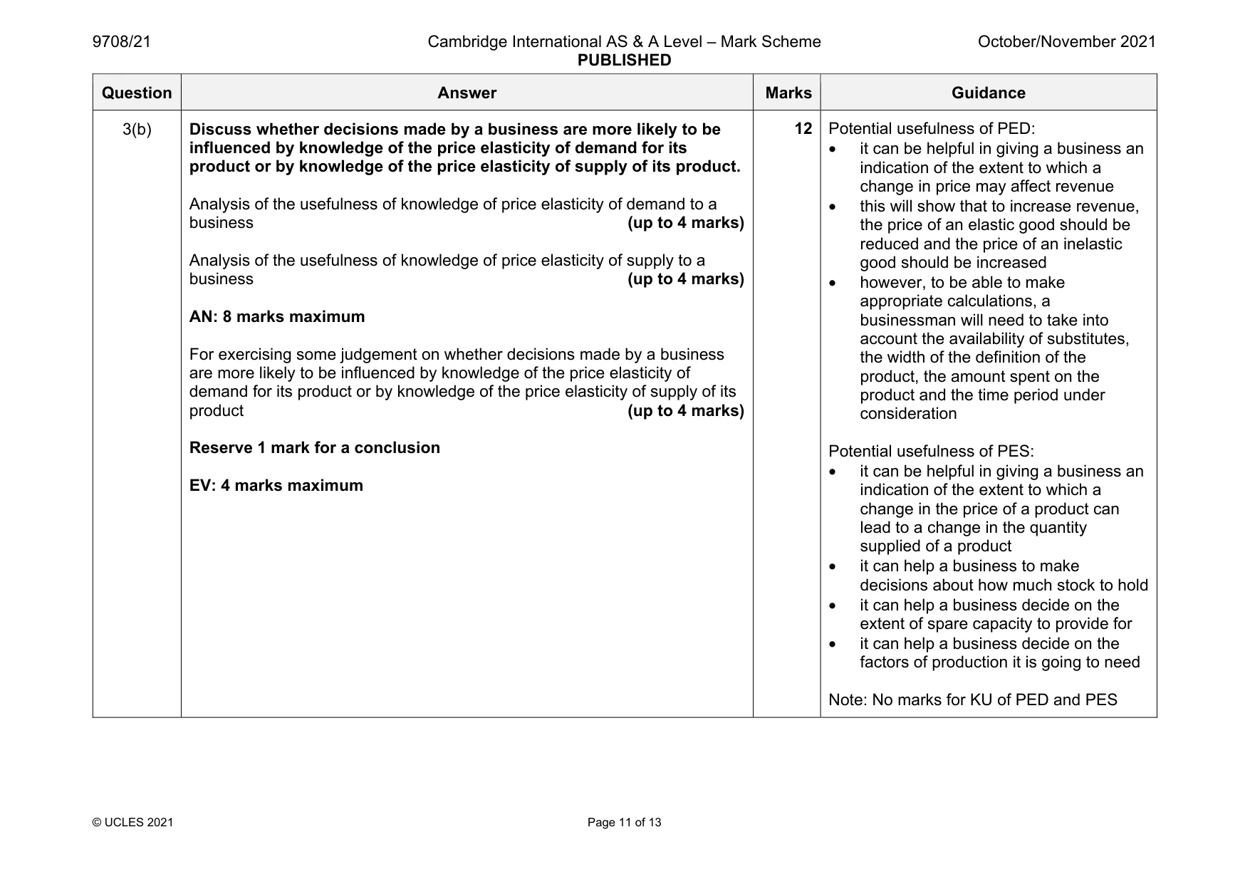 Mark scheme, page 11 of 13