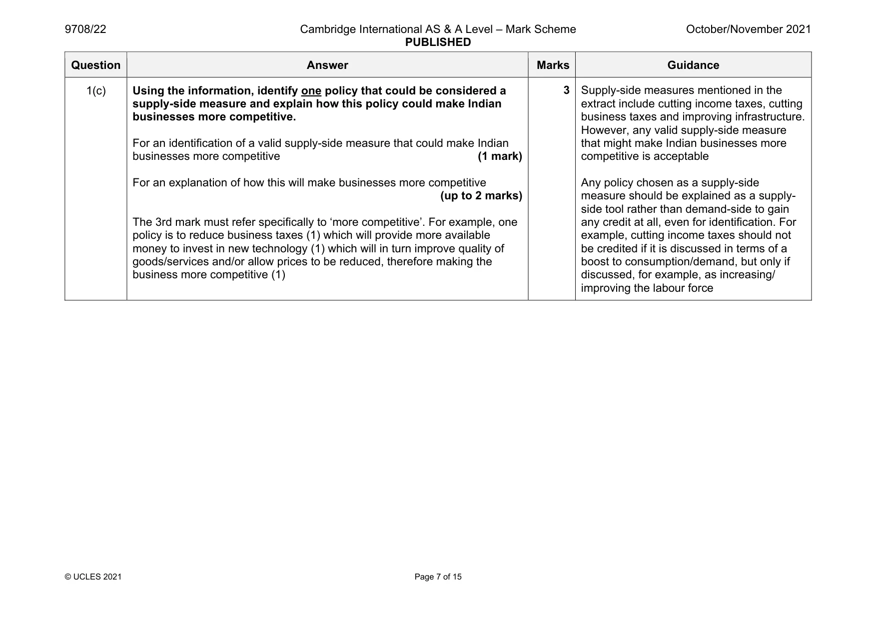 Mark scheme, page 7 of 15