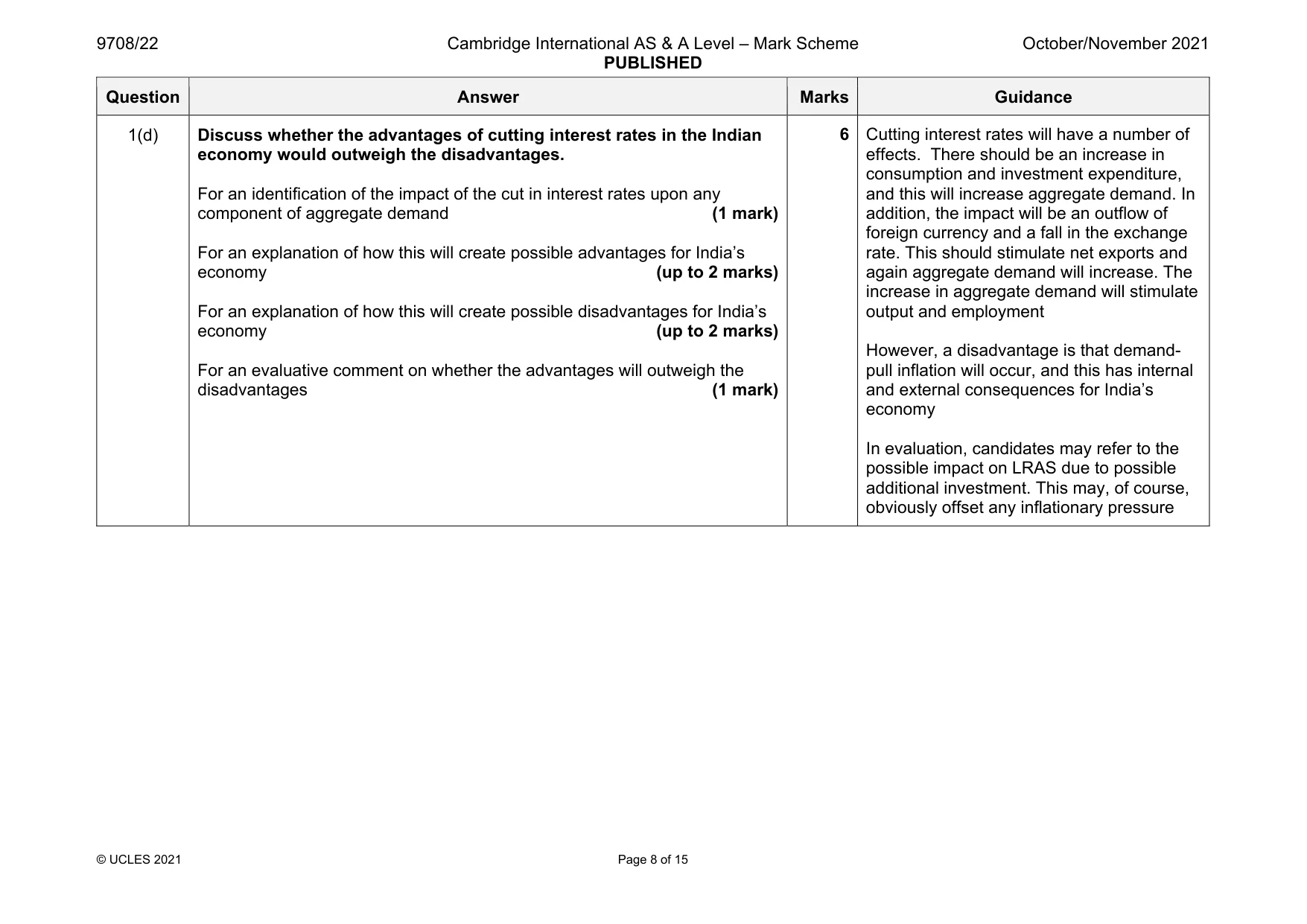 Mark scheme, page 8 of 15