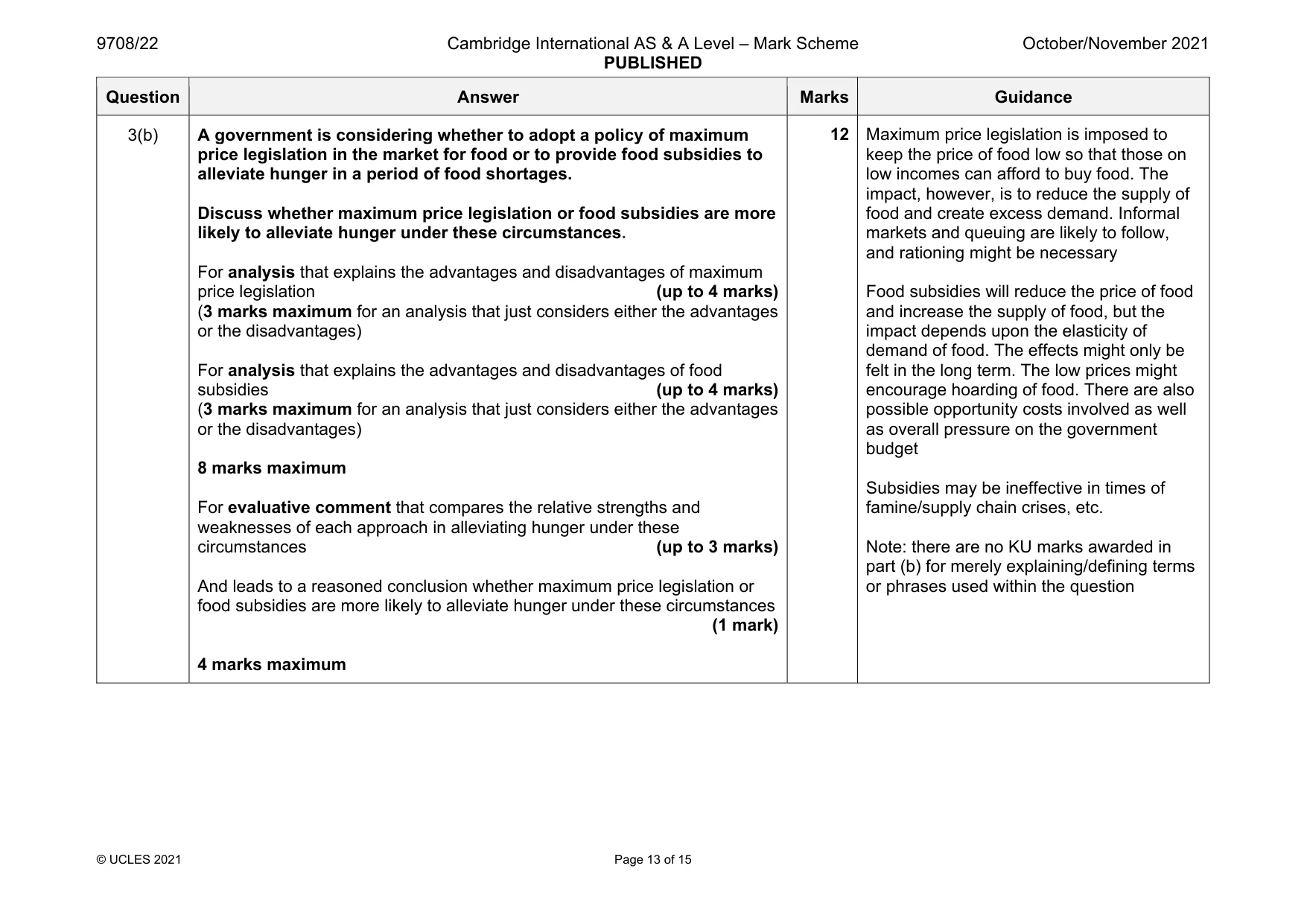Mark scheme, page 13 of 15