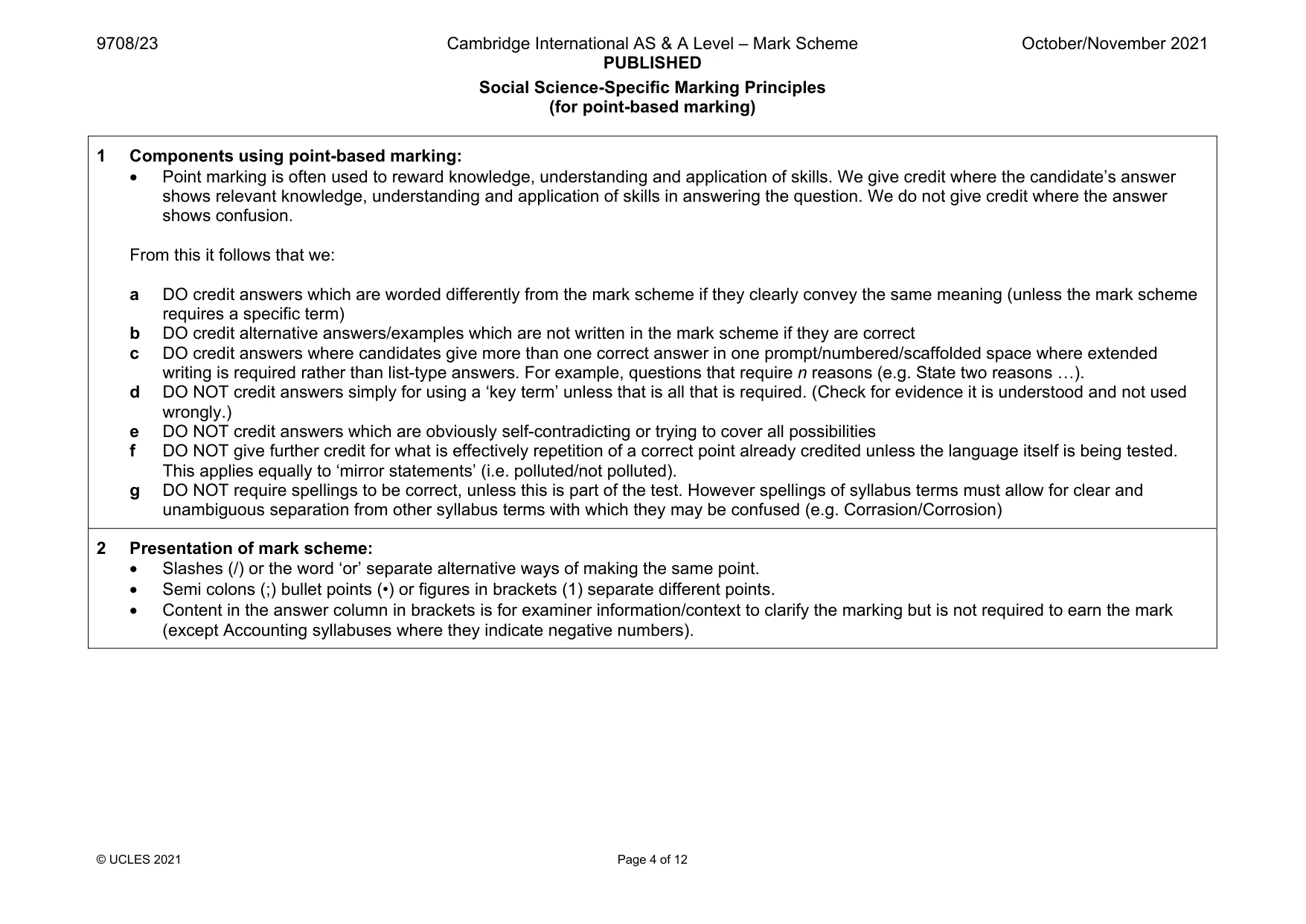 Mark scheme, page 4 of 12