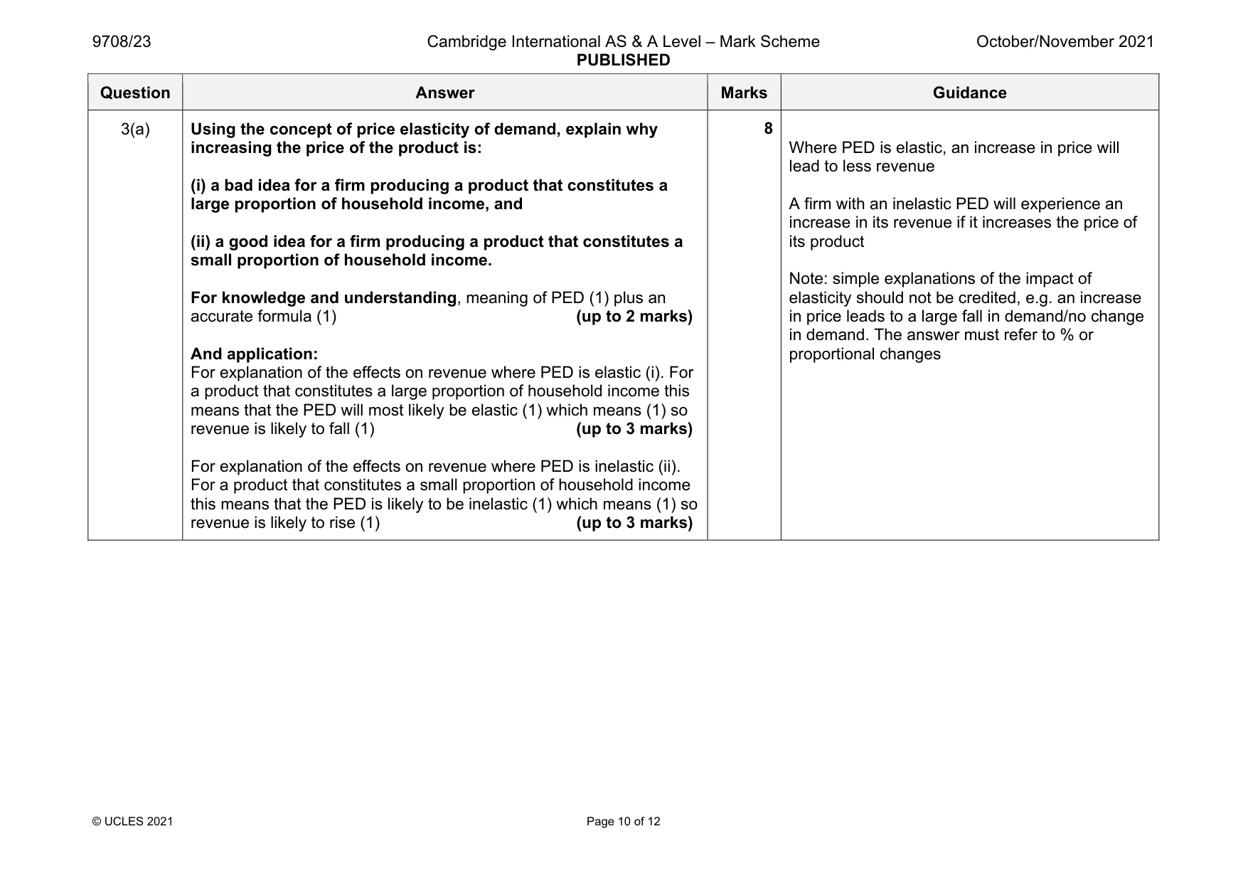 Mark scheme, page 10 of 12