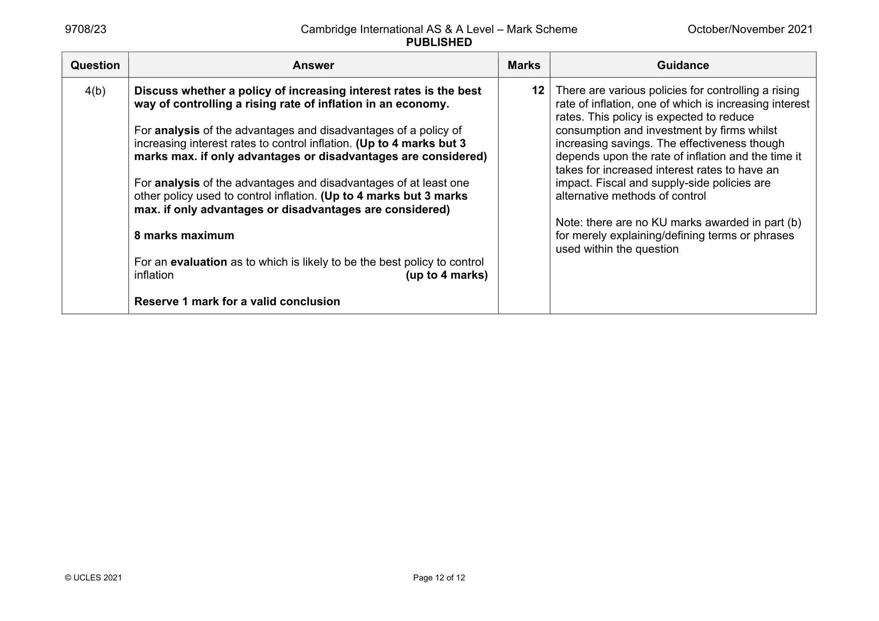 Mark scheme, page 12 of 12