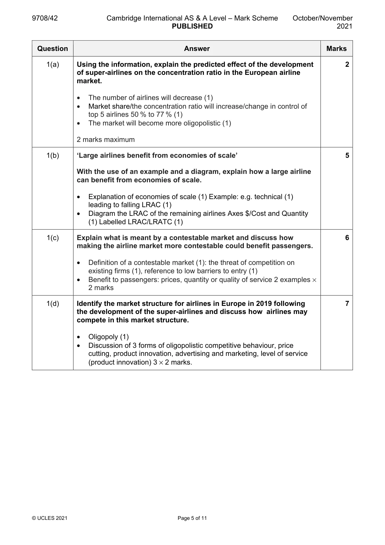 Mark scheme, page 5 of 11