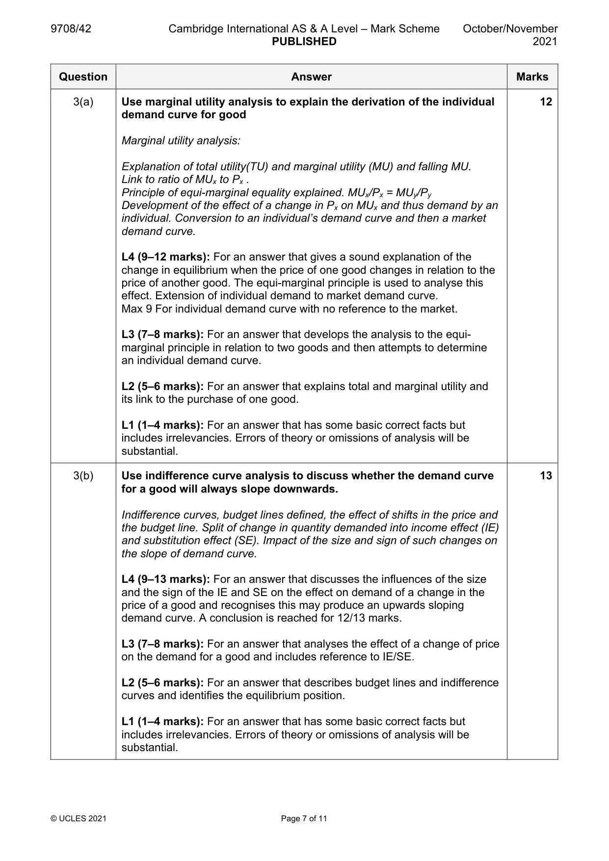 Mark scheme, page 7 of 11