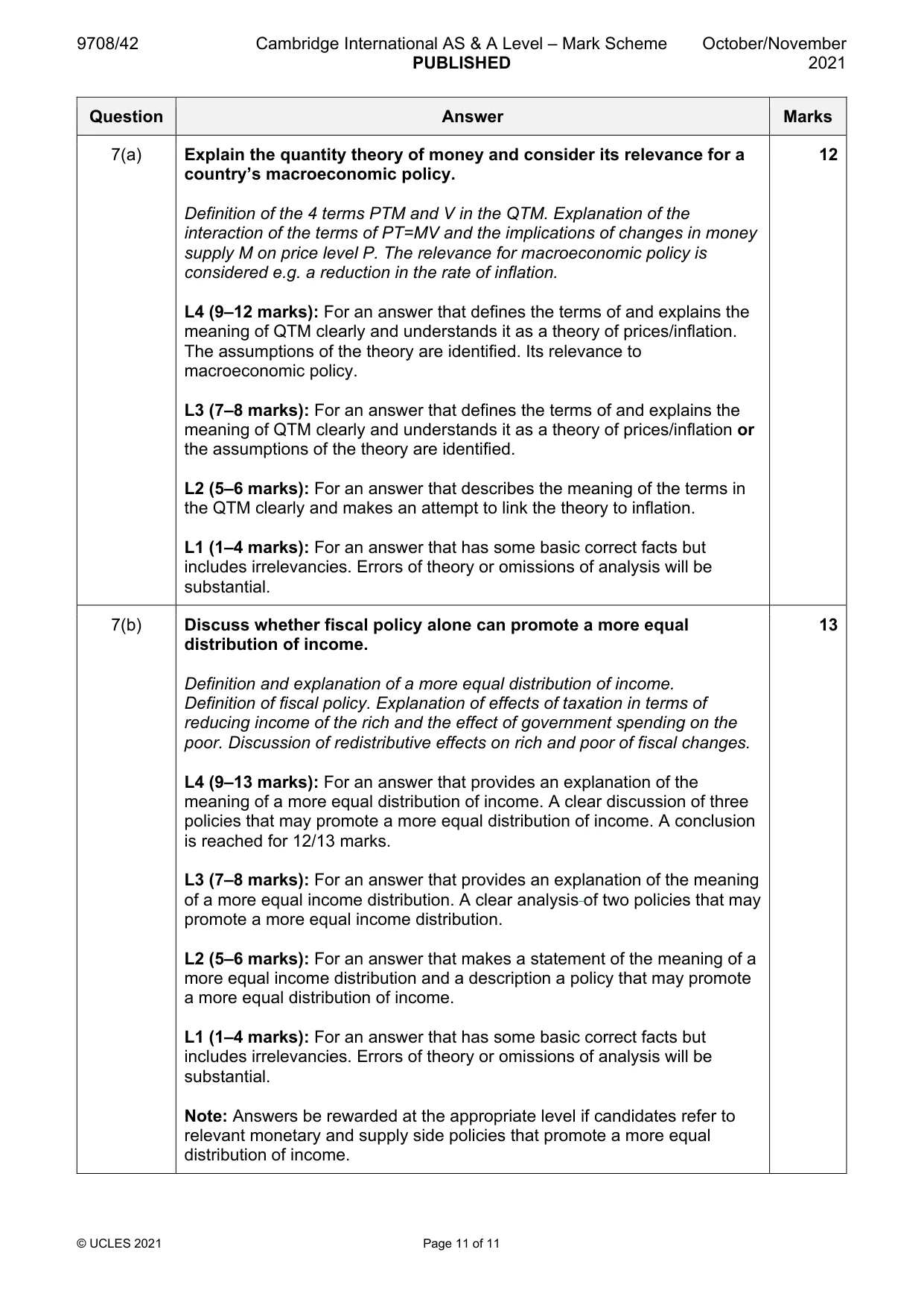 Mark scheme, page 11 of 11