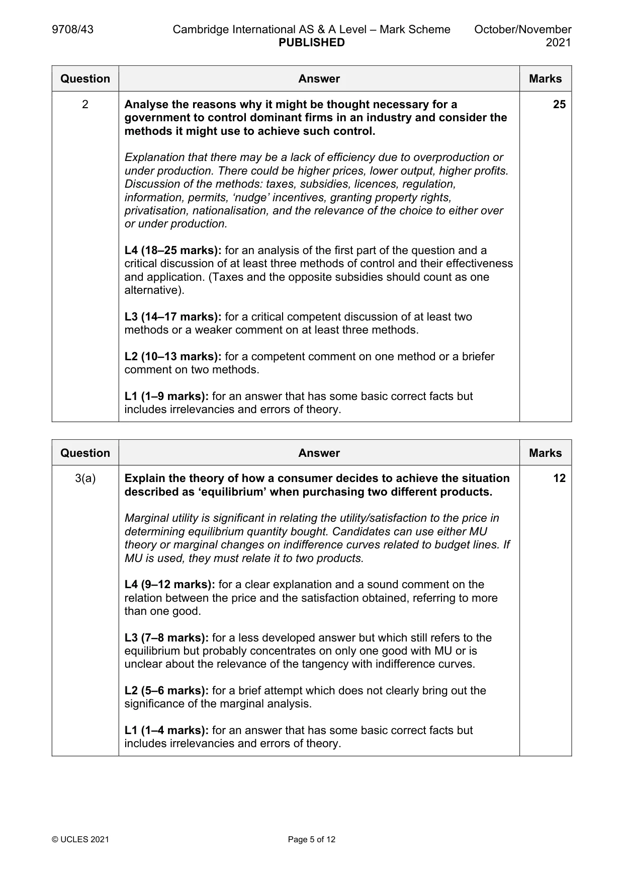 Mark scheme, page 5 of 12