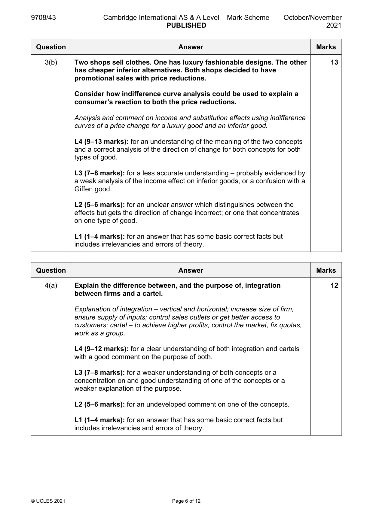 Mark scheme, page 6 of 12