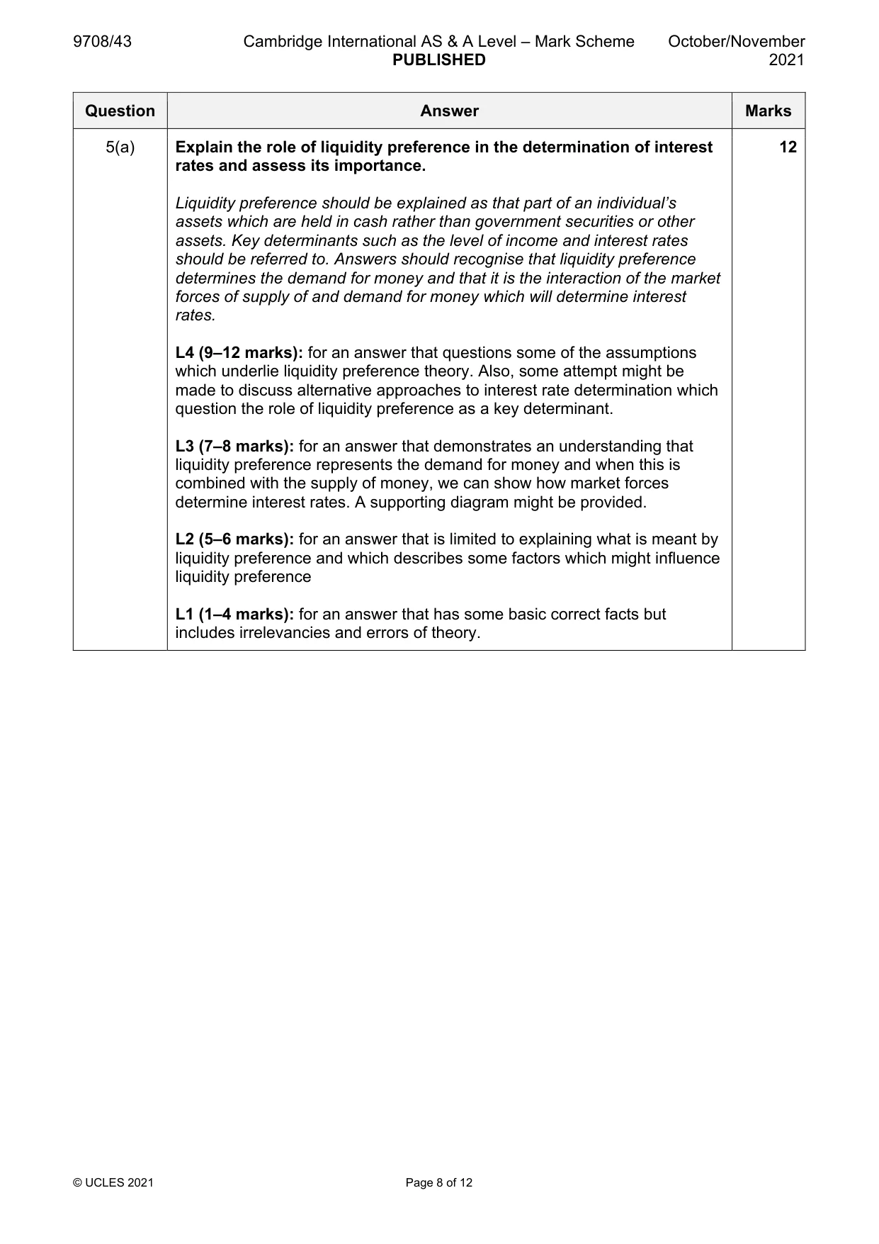 Mark scheme, page 8 of 12