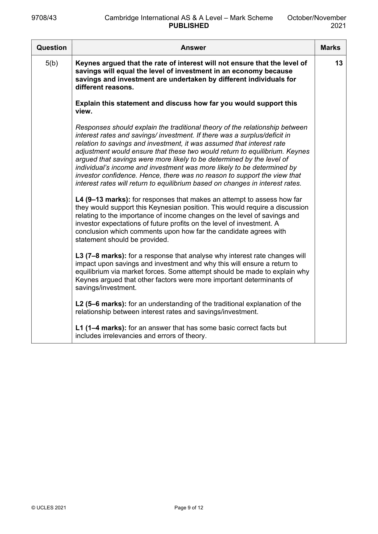 Mark scheme, page 9 of 12