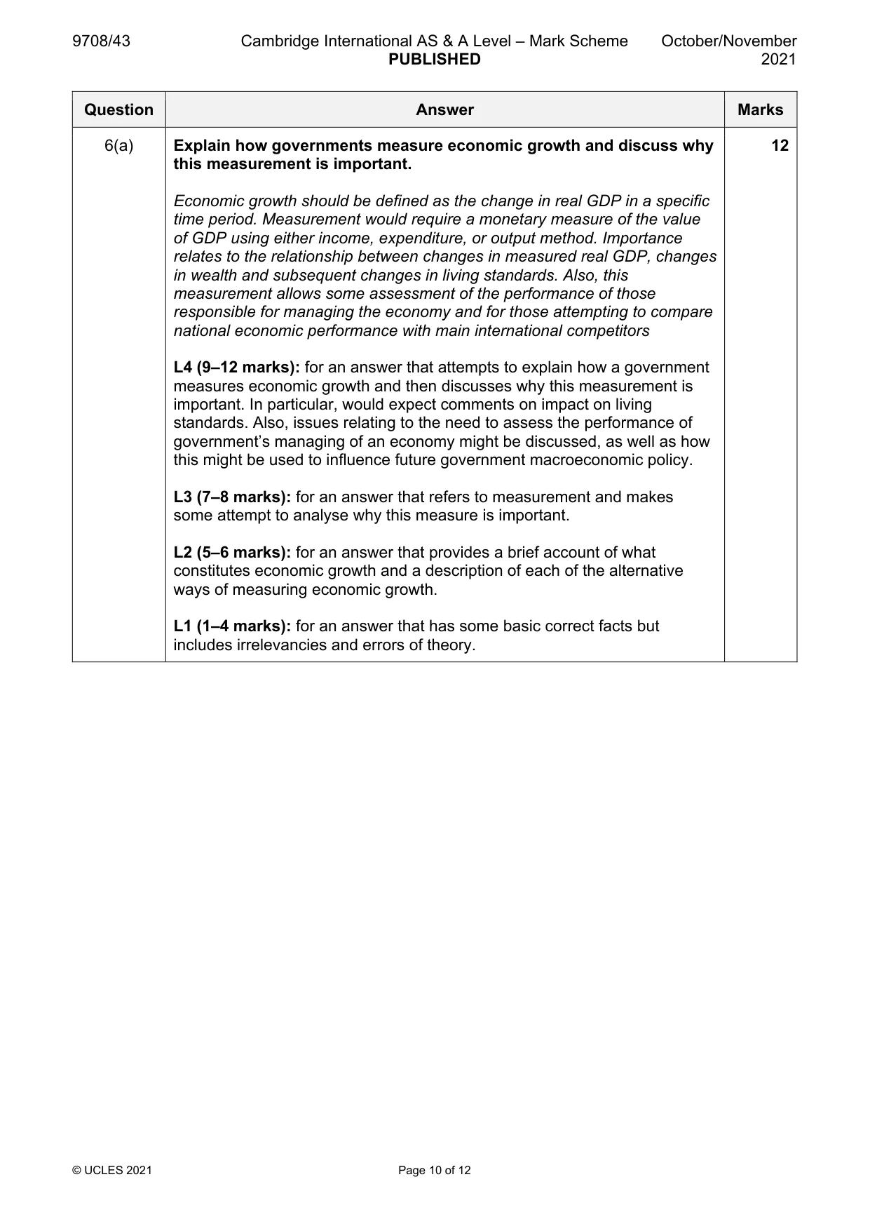 Mark scheme, page 10 of 12