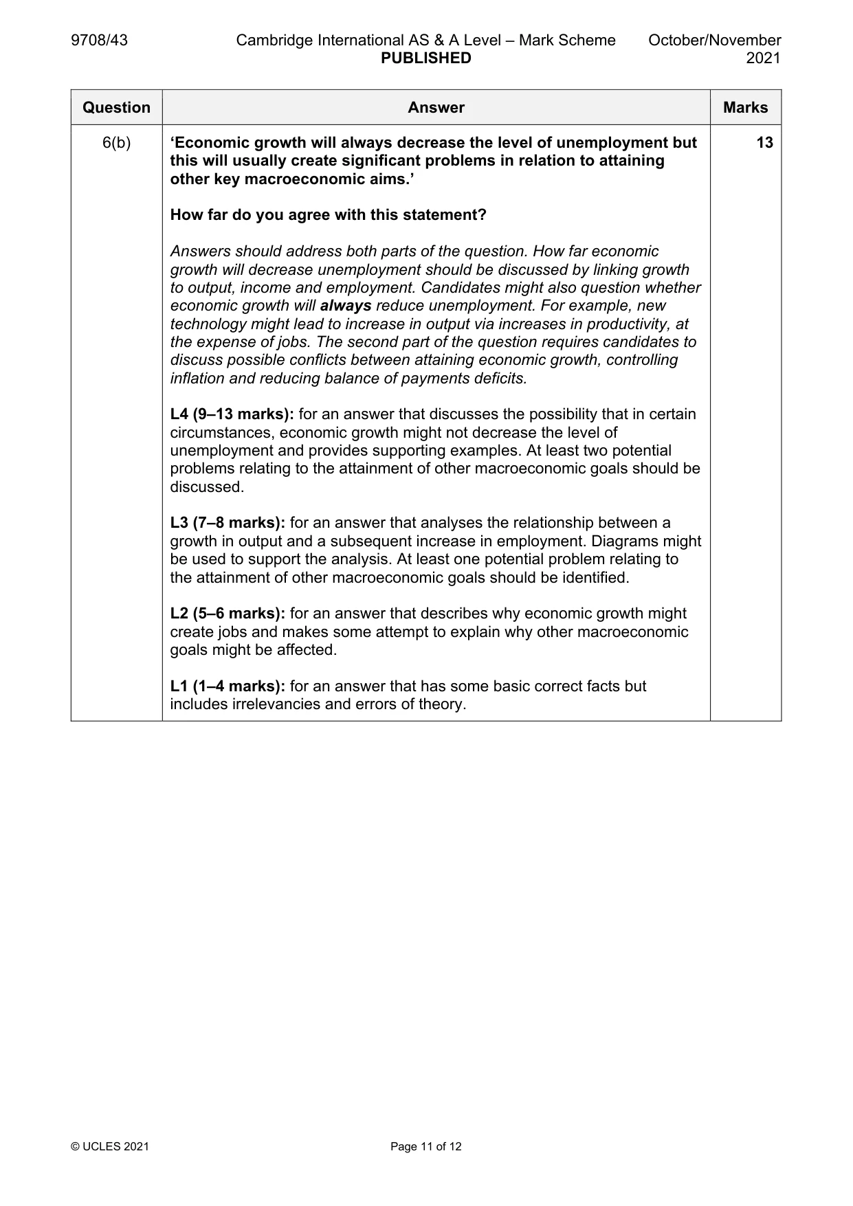 Mark scheme, page 11 of 12