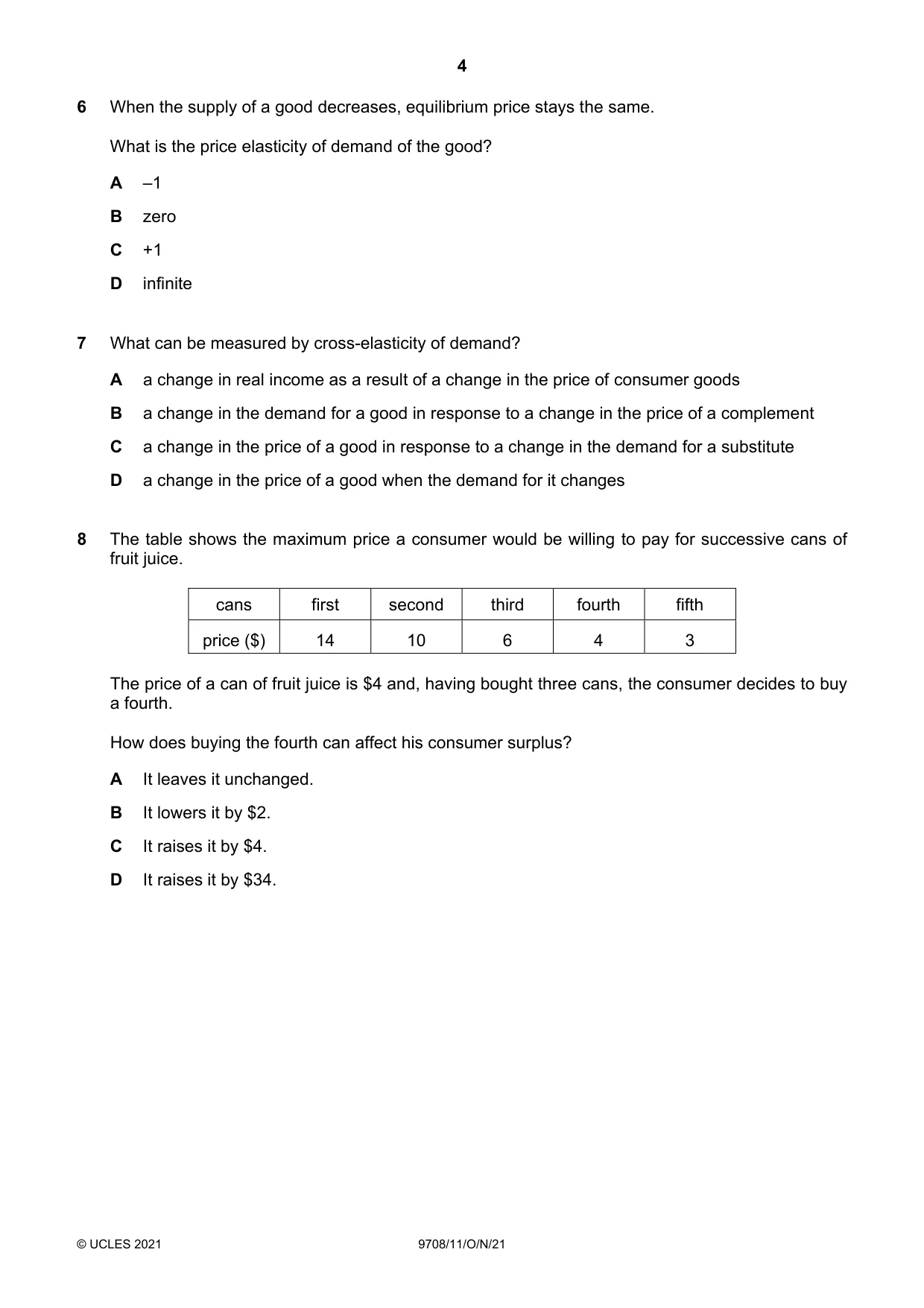 Cambridge A Level Economics 9708 2021 Oct/Nov Paper 1 · Variant 1 question paper, page 4 of 12