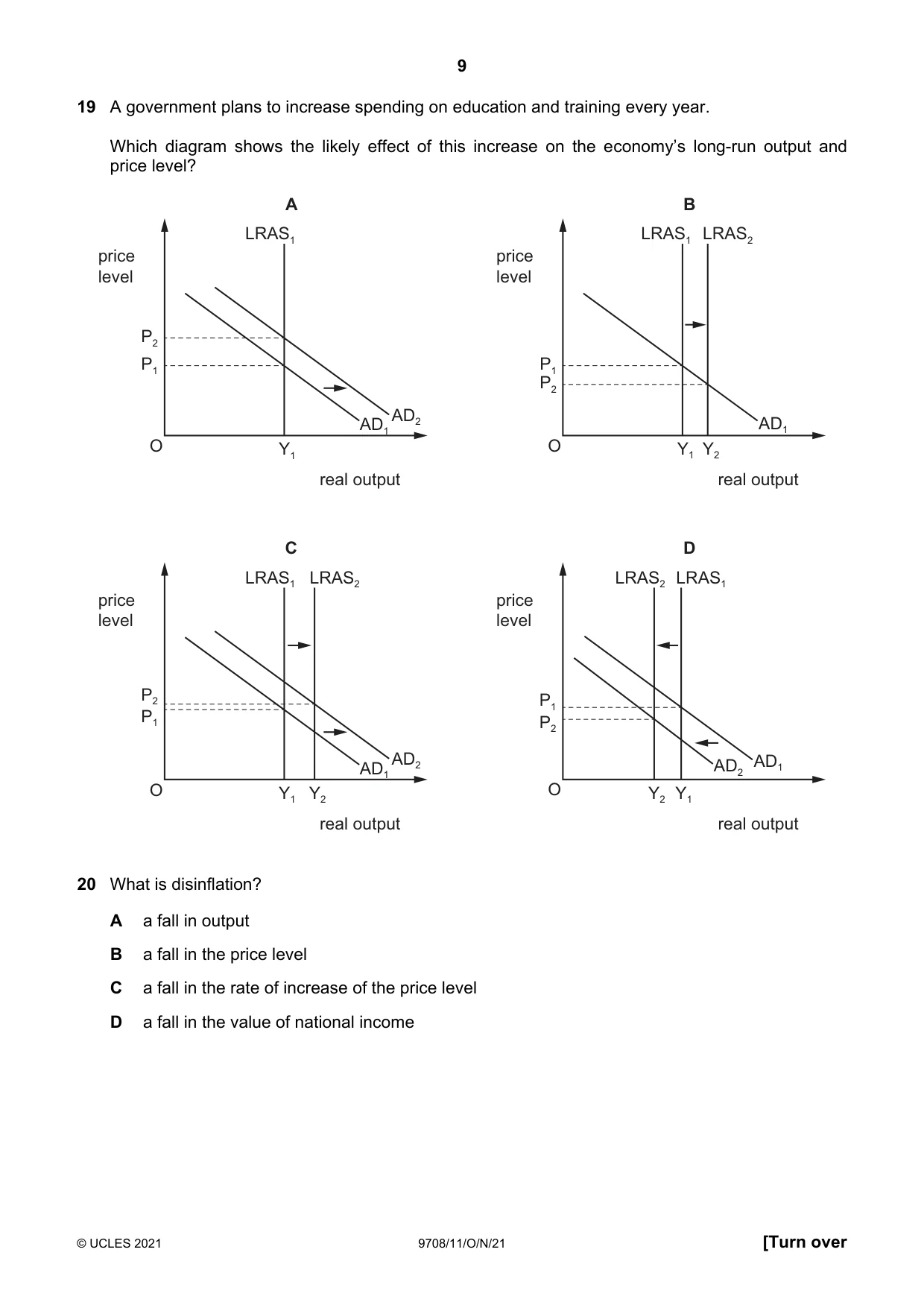 Cambridge A Level Economics 9708 2021 Oct/Nov Paper 1 · Variant 1 question paper, page 9 of 12
