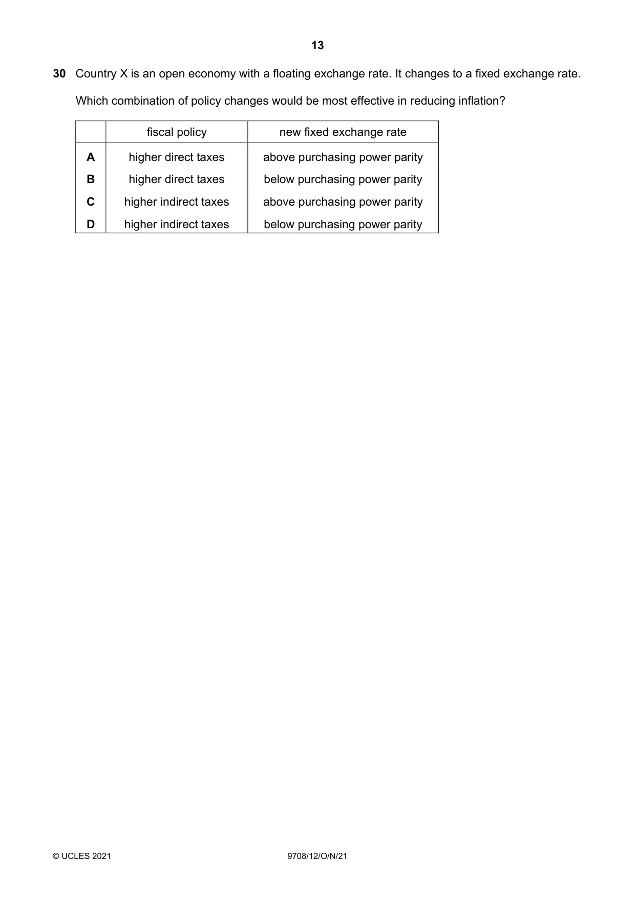 Cambridge A Level Economics 9708 2021 Oct/Nov Paper 1 · Variant 2 question paper, page 13 of 16