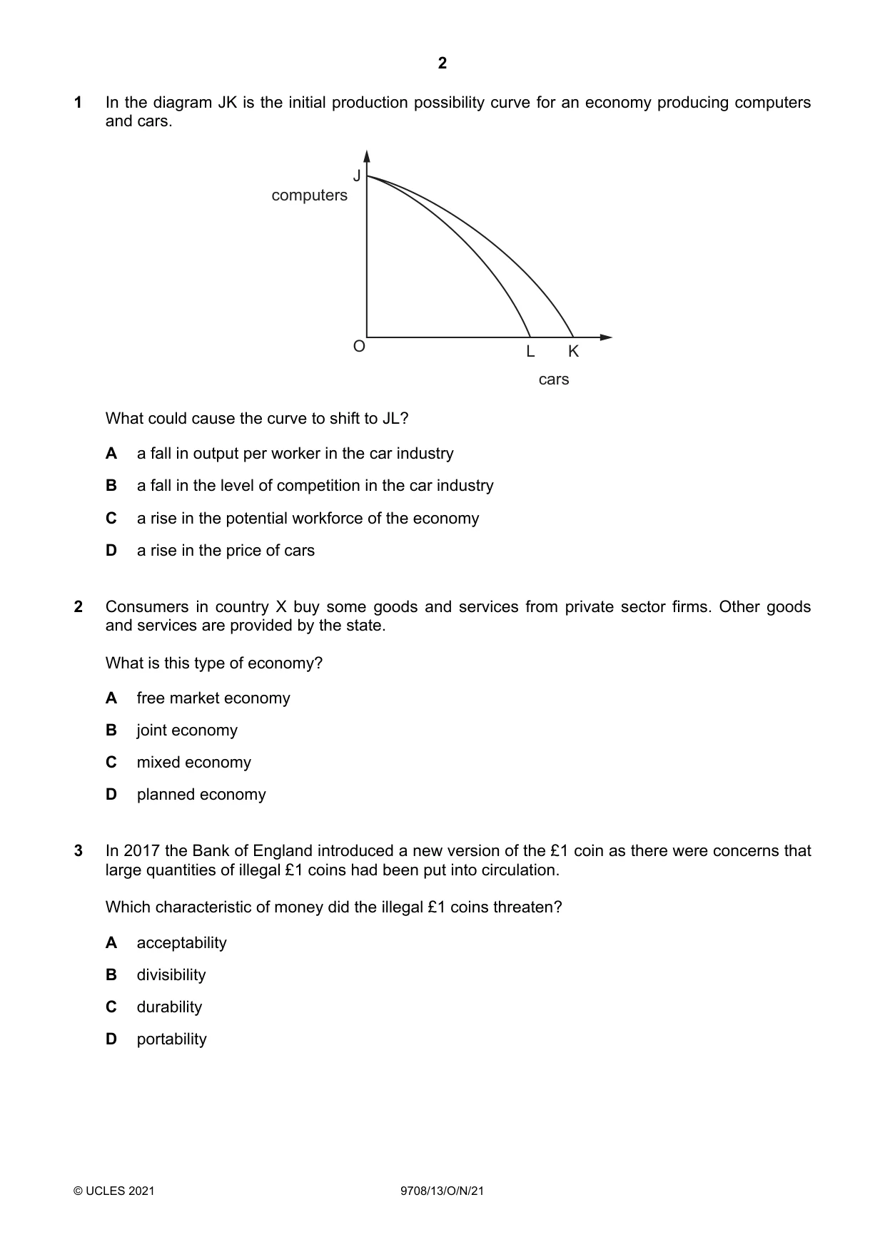 Cambridge A Level Economics 9708 2021 Oct/Nov Paper 1 · Variant 3 question paper, page 2 of 12