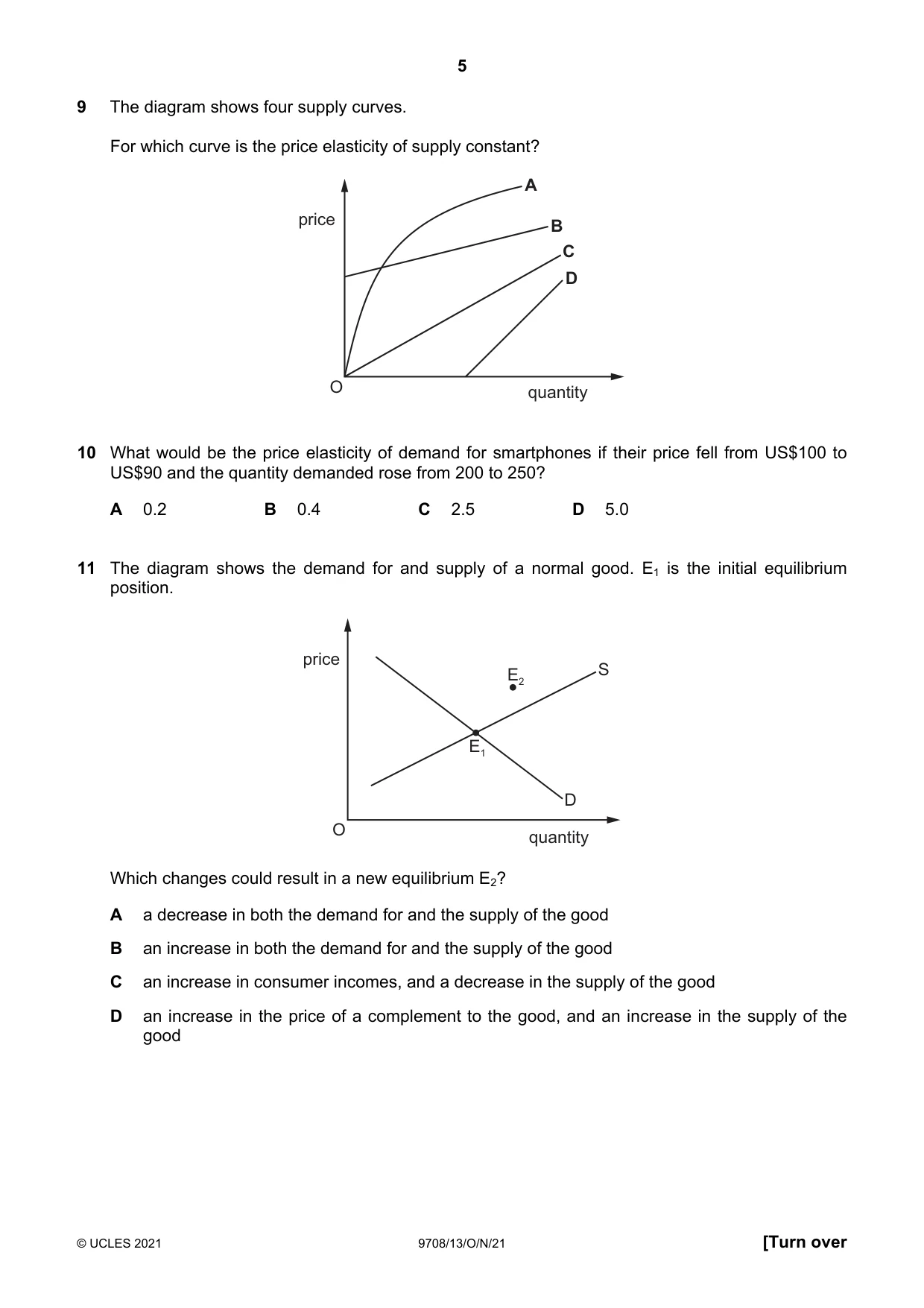 Cambridge A Level Economics 9708 2021 Oct/Nov Paper 1 · Variant 3 question paper, page 5 of 12