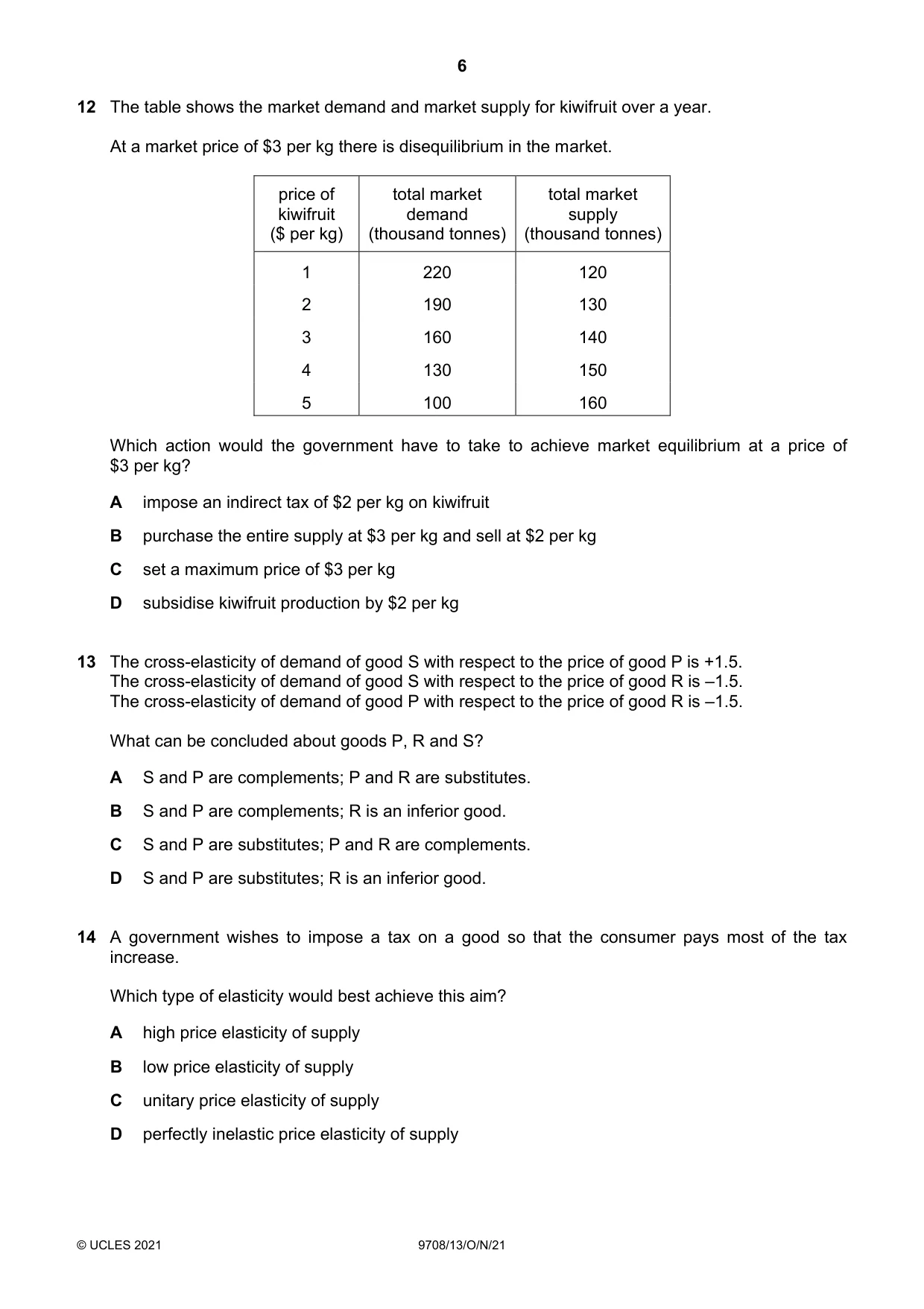 Cambridge A Level Economics 9708 2021 Oct/Nov Paper 1 · Variant 3 question paper, page 6 of 12