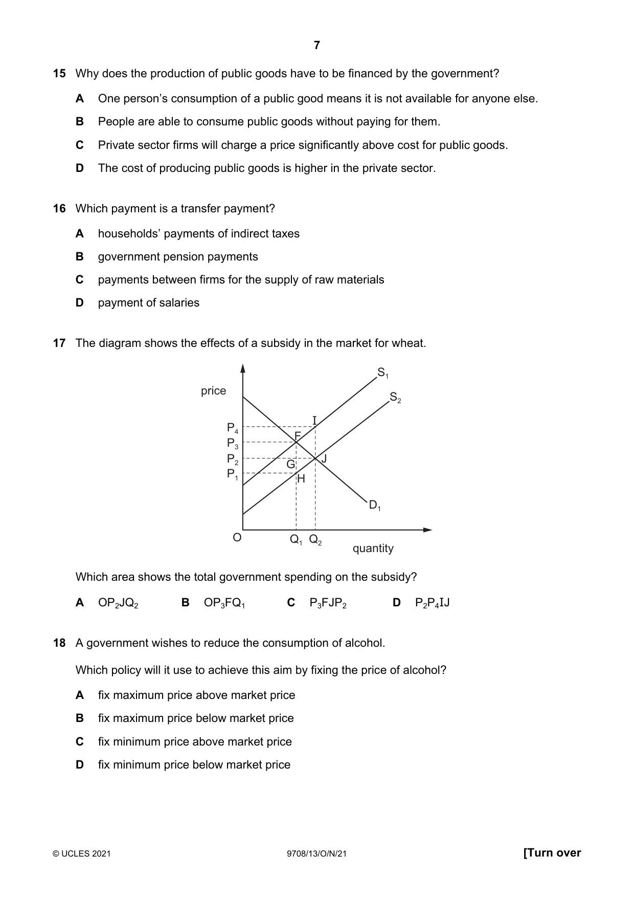Cambridge A Level Economics 9708 2021 Oct/Nov Paper 1 · Variant 3 question paper, page 7 of 12