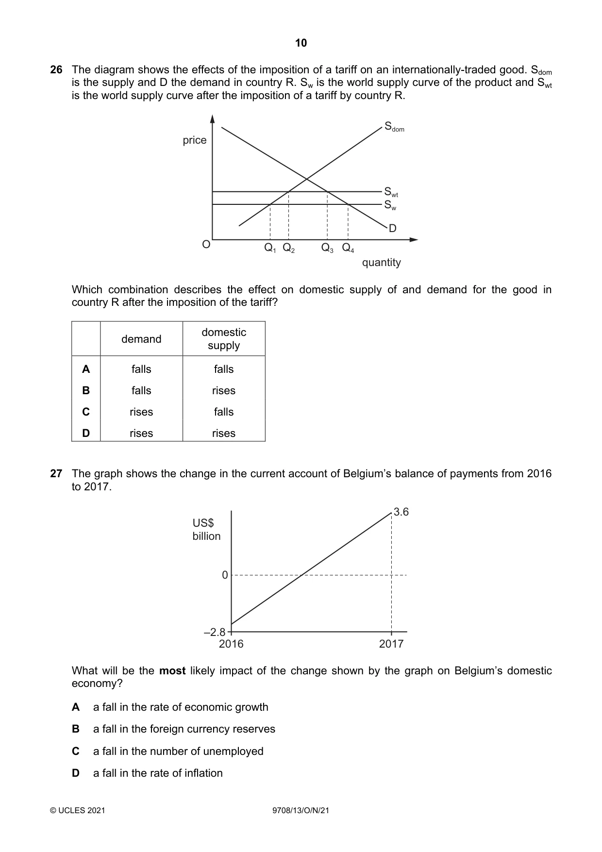 Cambridge A Level Economics 9708 2021 Oct/Nov Paper 1 · Variant 3 question paper, page 10 of 12
